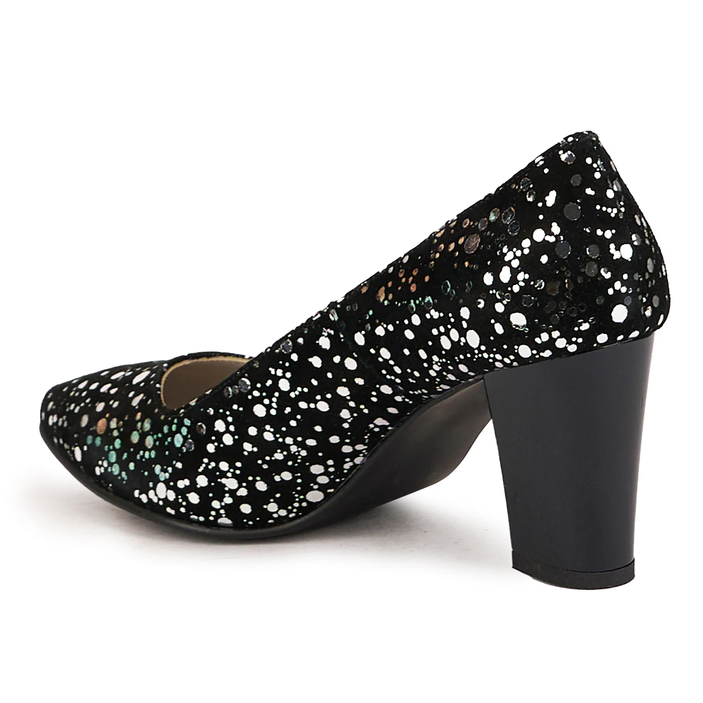 Pantofi dama din piele naturala neagra cu toc gros 7.5 cm 16745 - Image 2