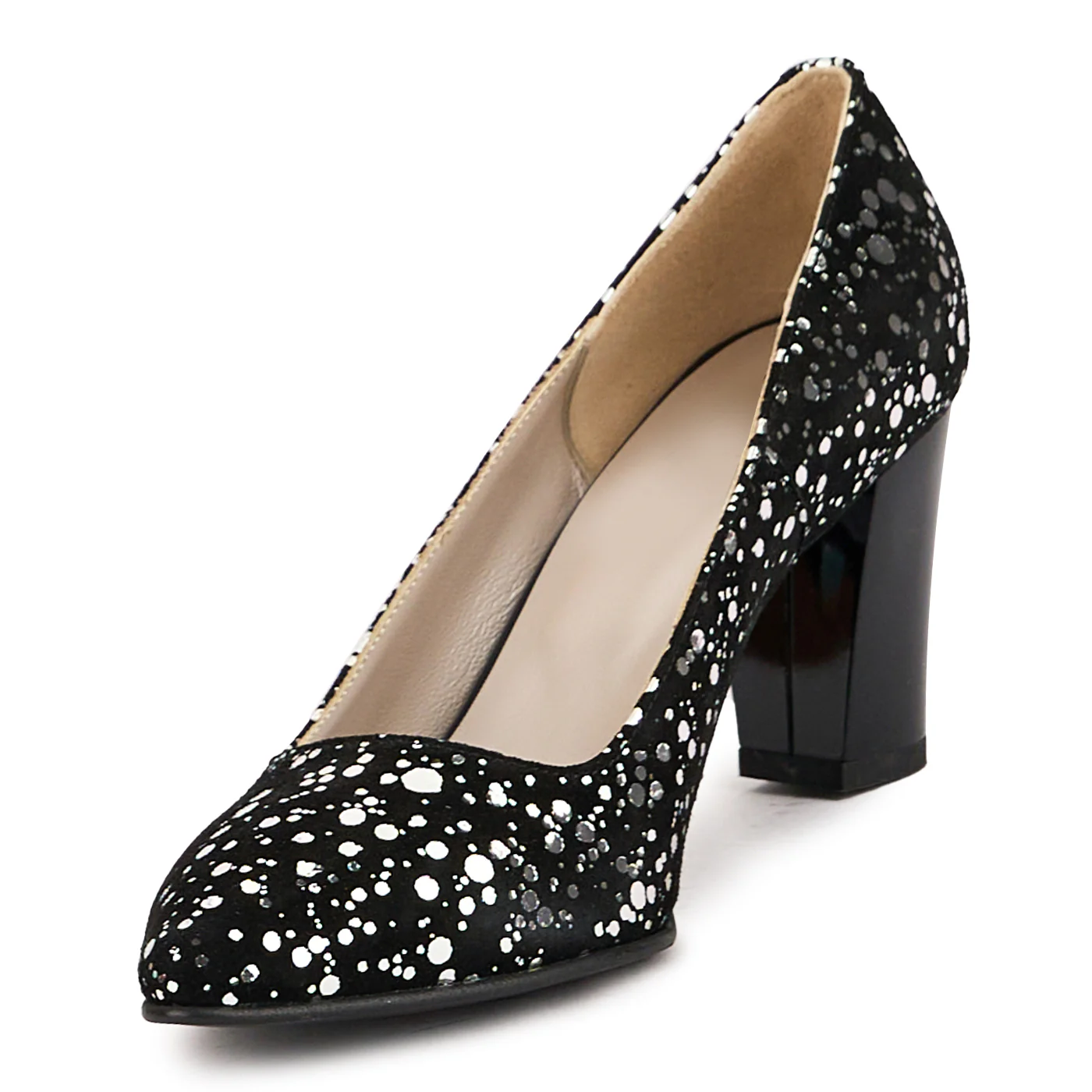 Pantofi dama din piele naturala neagra cu toc gros 7.5 cm 16745 - Image 3