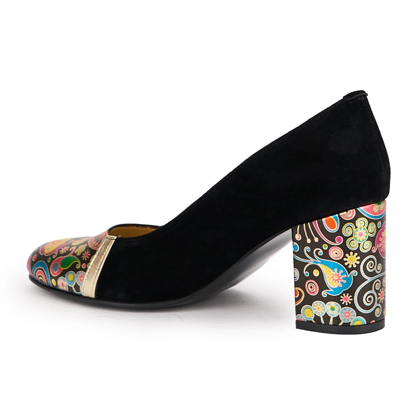Pantofi dama din piele naturala neagra cu toc gros 7.5 cm 16913 - Image 2