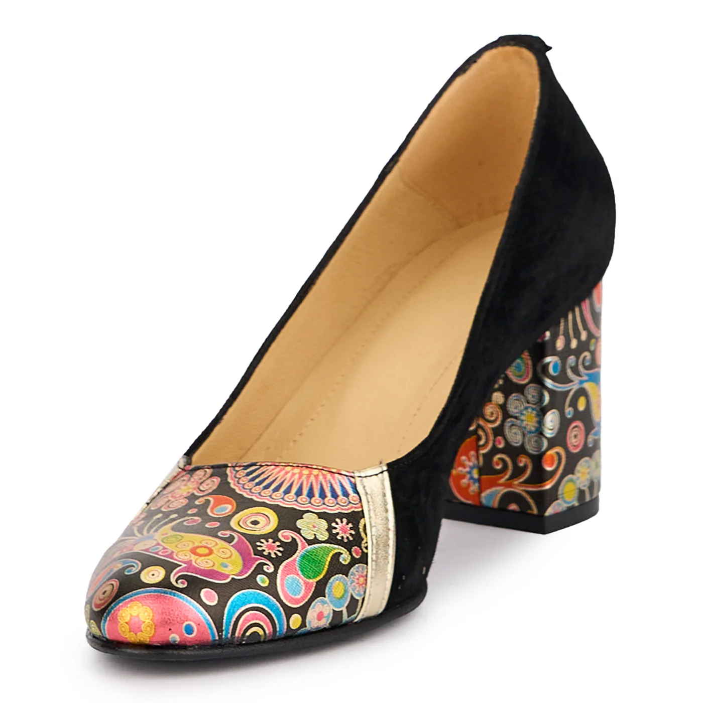 Pantofi dama din piele naturala neagra cu toc gros 7.5 cm 16913 - Image 3