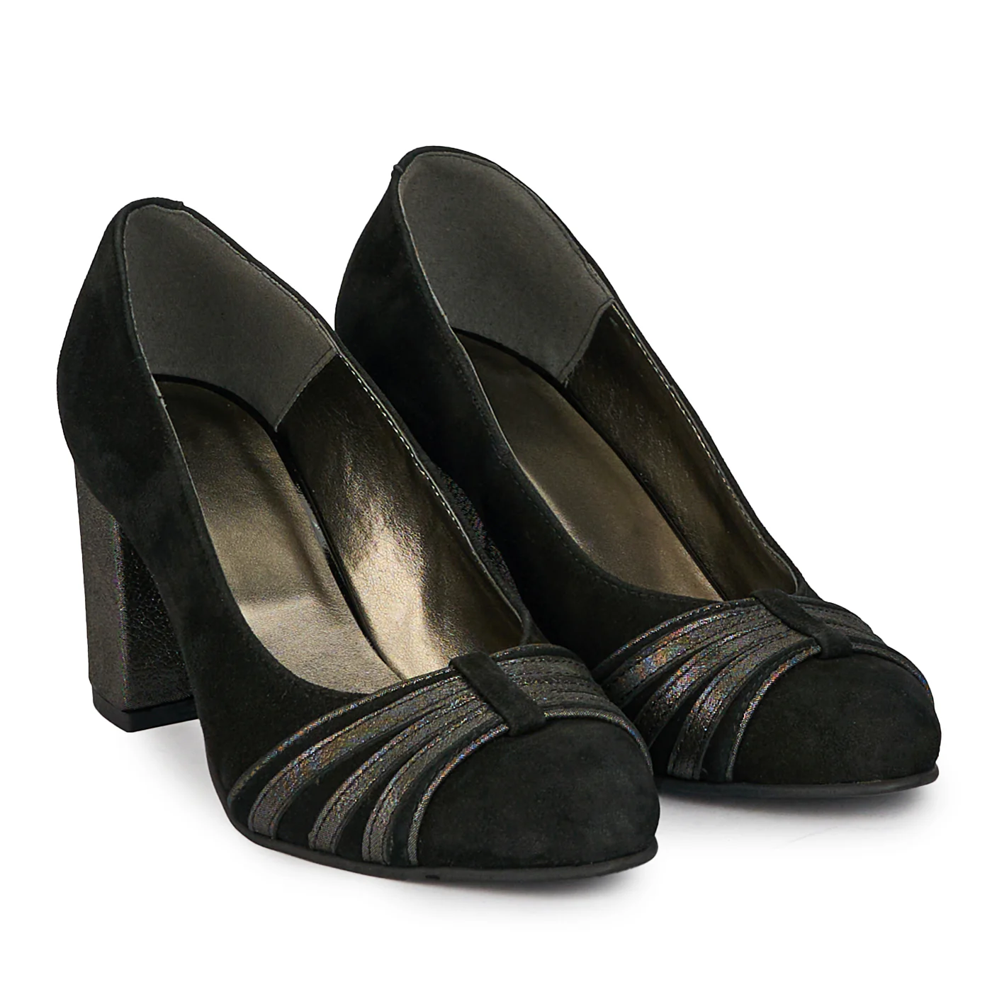 Pantofi dama din piele naturala neagra cu toc gros 7.5 cm 18164 - Image 4