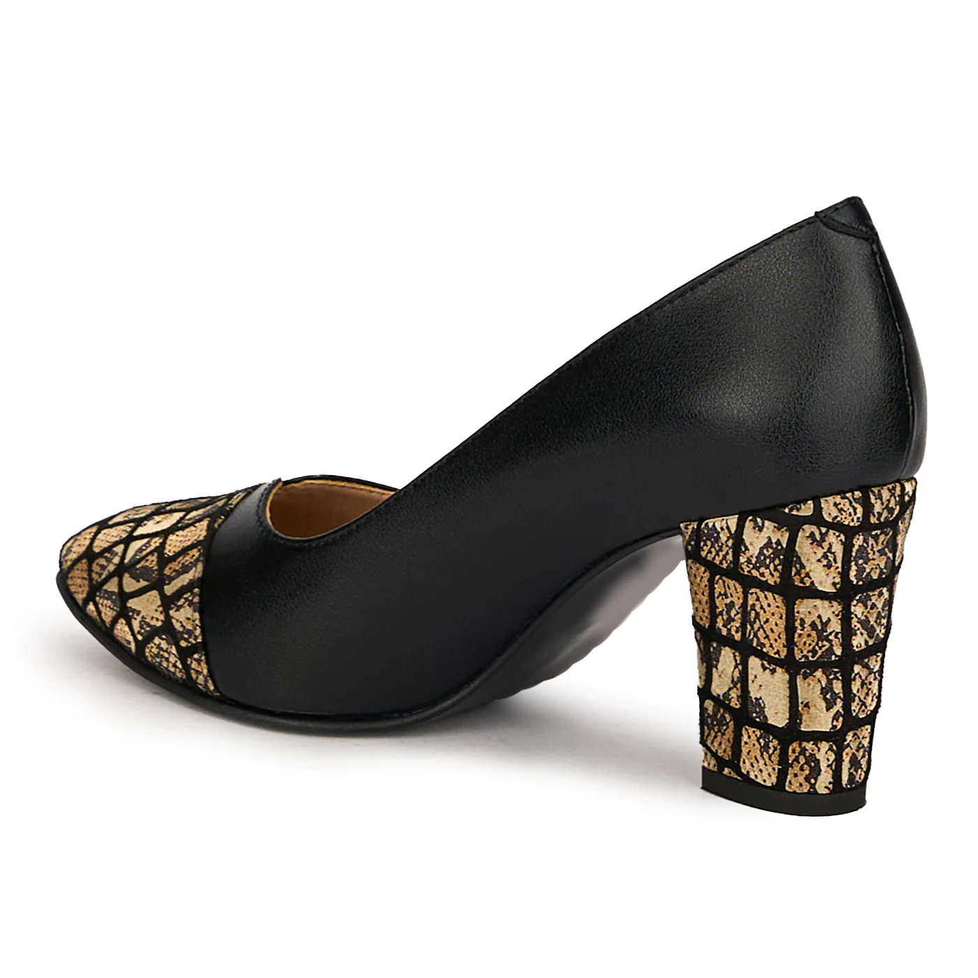 Pantofi dama din piele naturala neagra cu toc gros 7.5 cm 18768 - Image 2