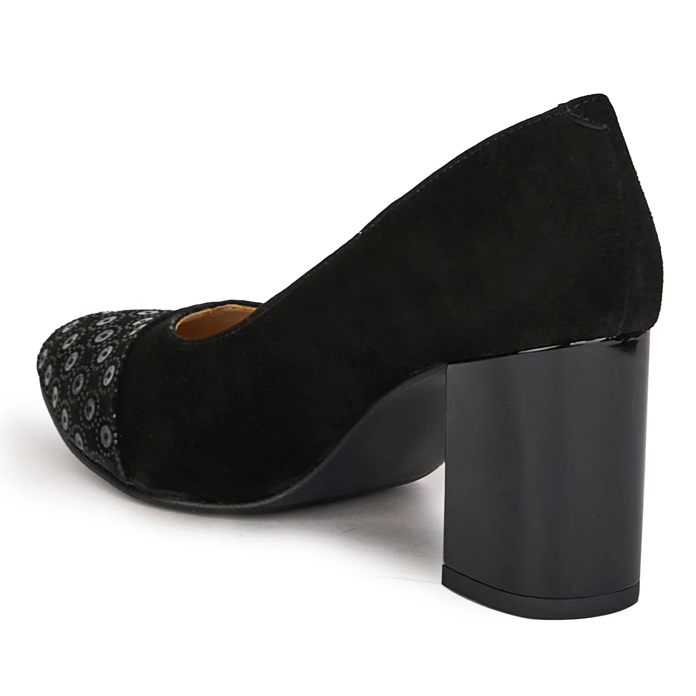 Pantofi dama din piele naturala neagra cu toc gros 7.5 cm 18770 - Image 2