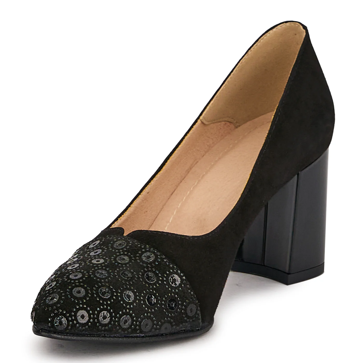 Pantofi dama din piele naturala neagra cu toc gros 7.5 cm 18770 - Image 3