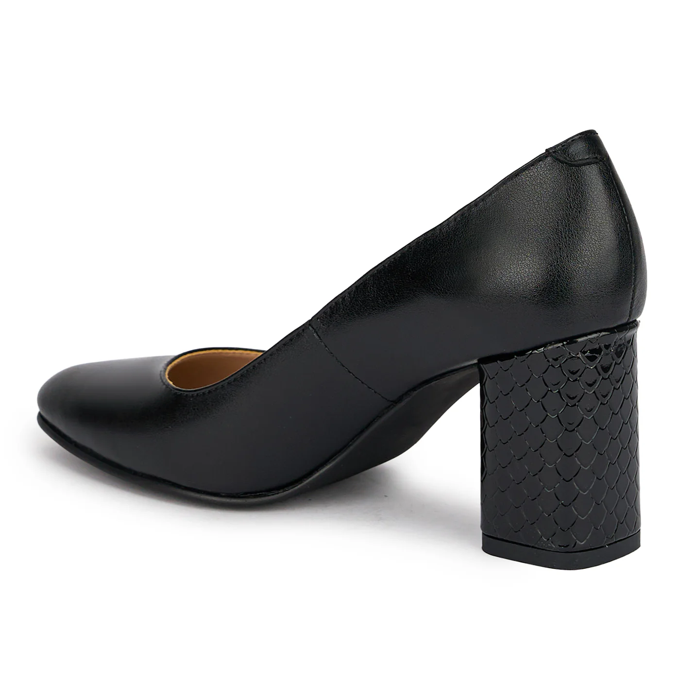 Pantofi dama din piele naturala neagra cu toc gros 7.5 cm 18888 - Image 2