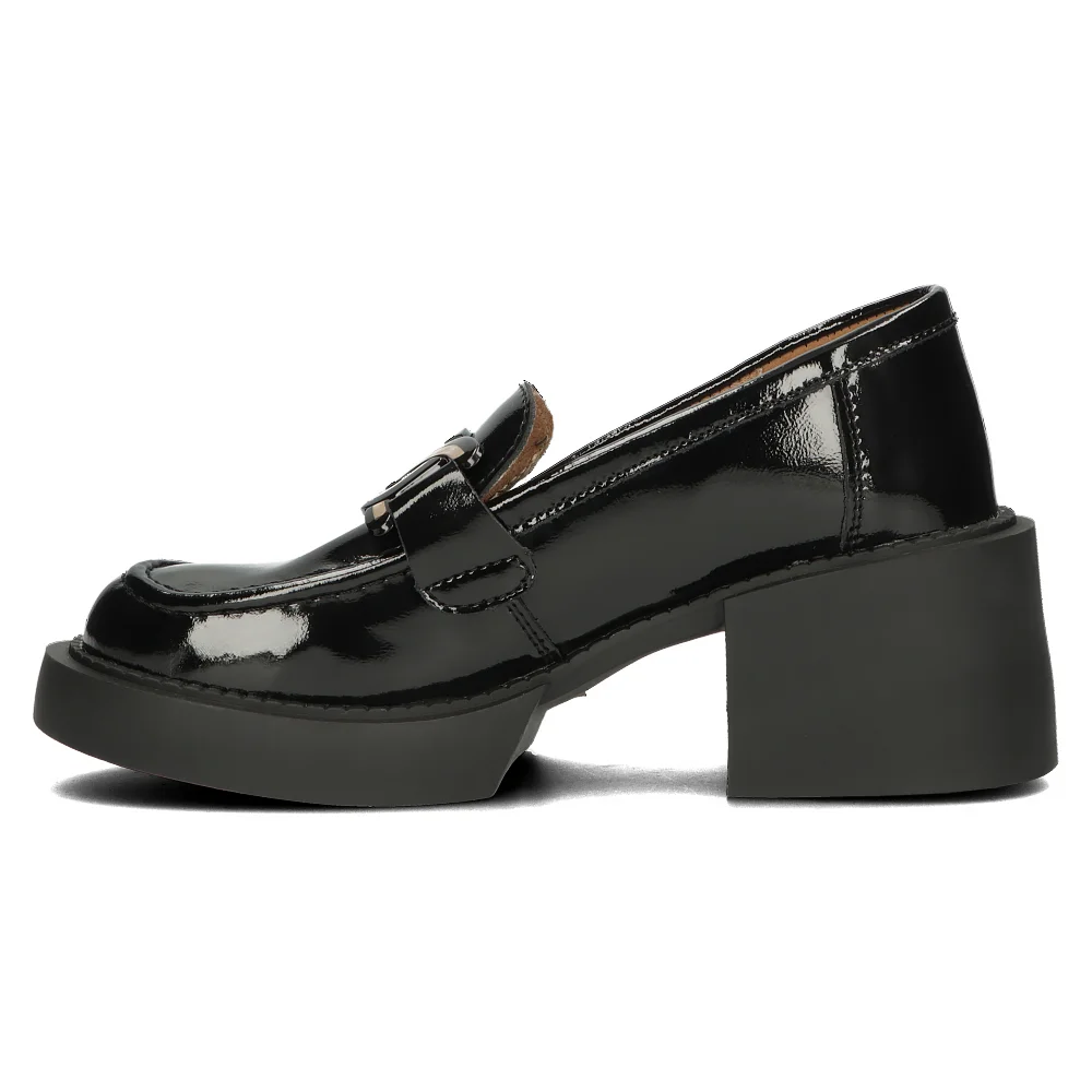 Pantofi dama din piele naturala neagra cu toc gros 7 cm 14127 - Image 3