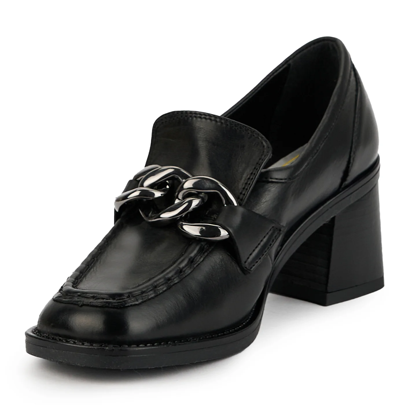 Pantofi dama din piele naturala neagra cu toc gros 7 cm 14890 - Image 3
