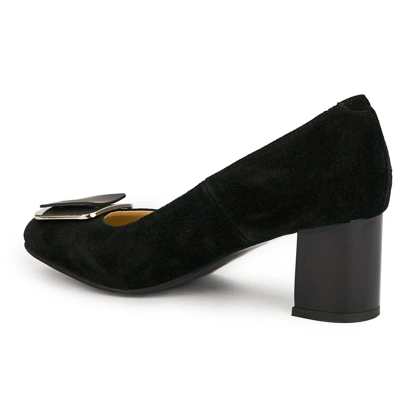 Pantofi dama din piele naturala neagra cu toc gros 7 cm 15026 - Image 2