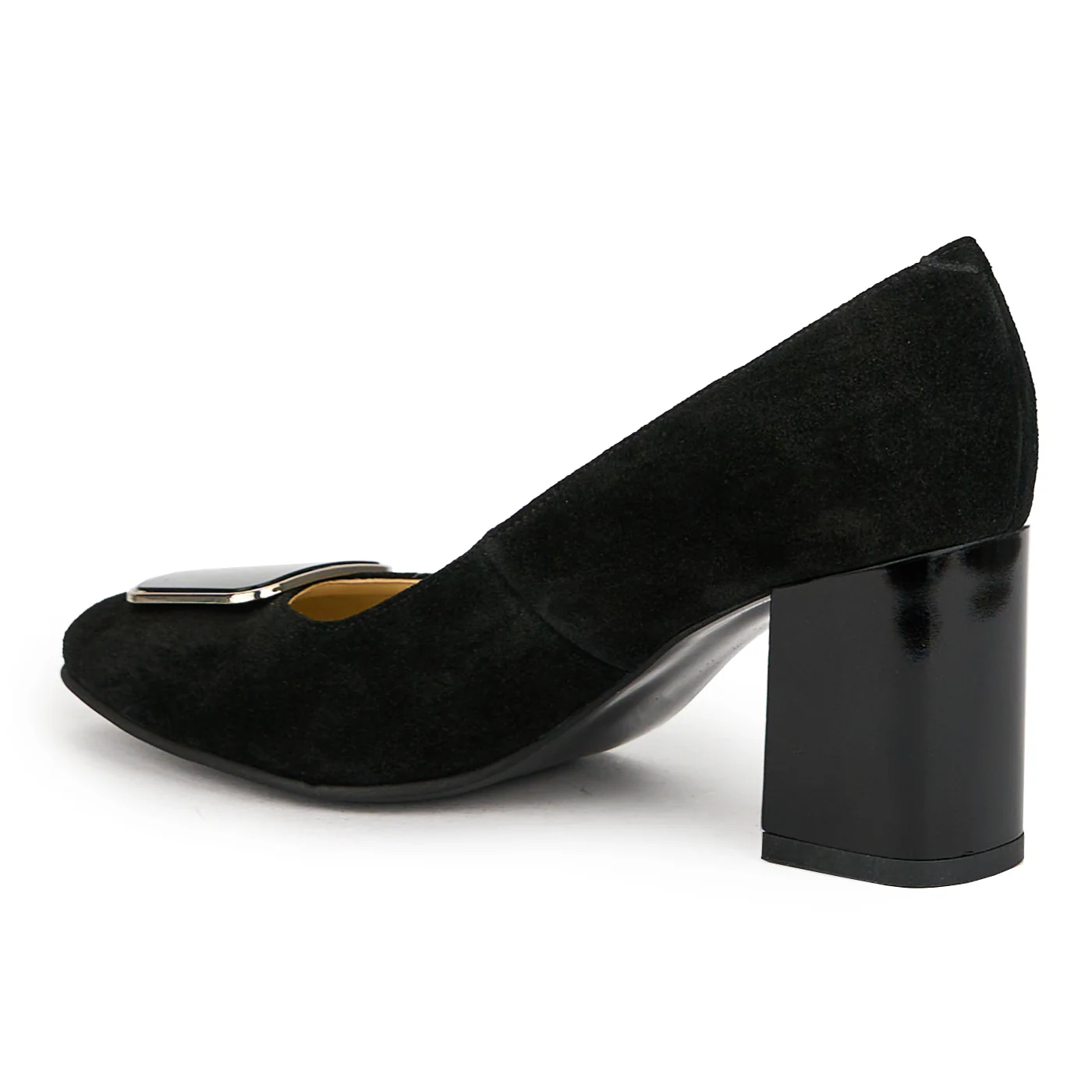 Pantofi dama din piele naturala neagra cu toc gros 7 cm 15041 - Image 2