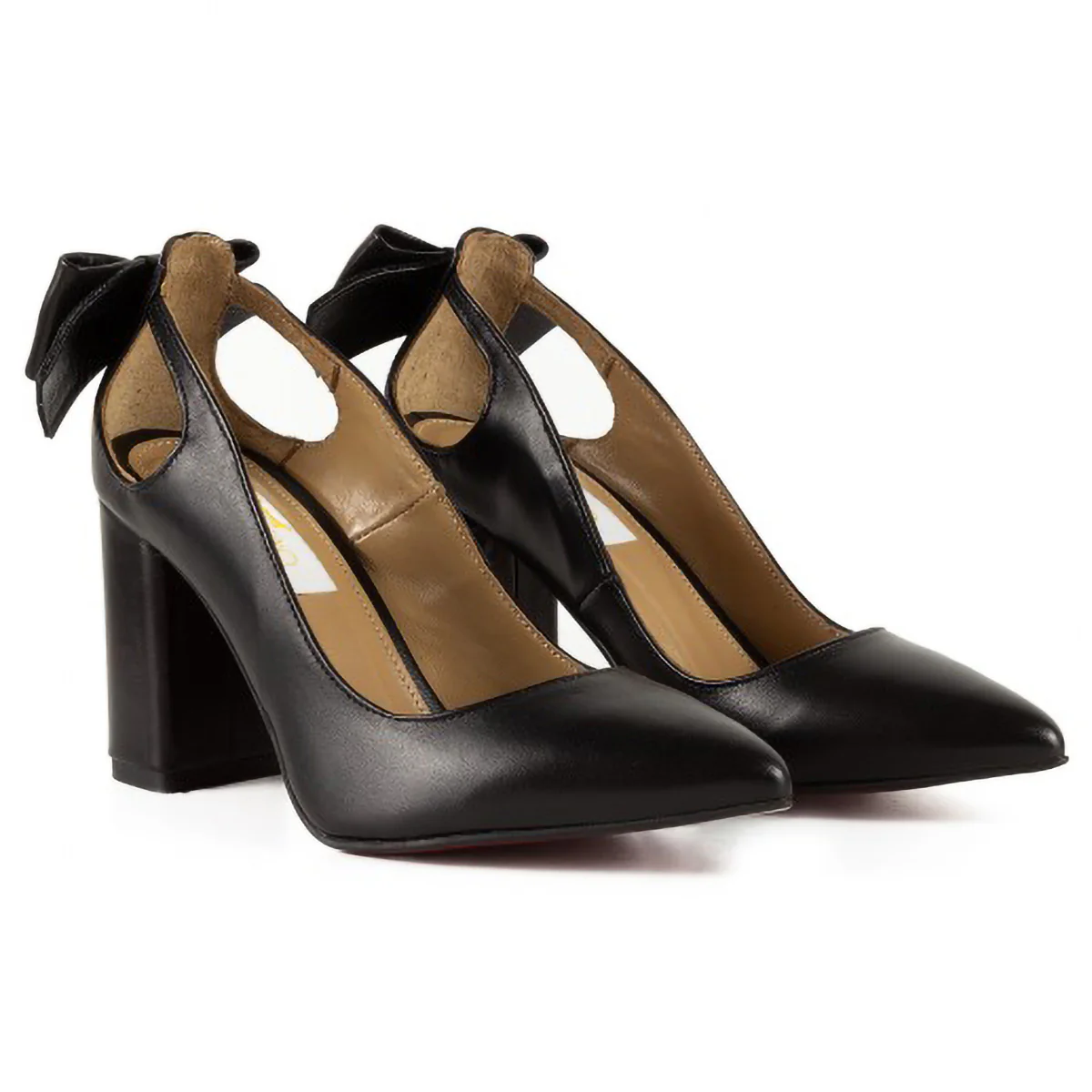 Pantofi dama din piele naturala neagra cu toc gros 7 cm 15762 - Image 2