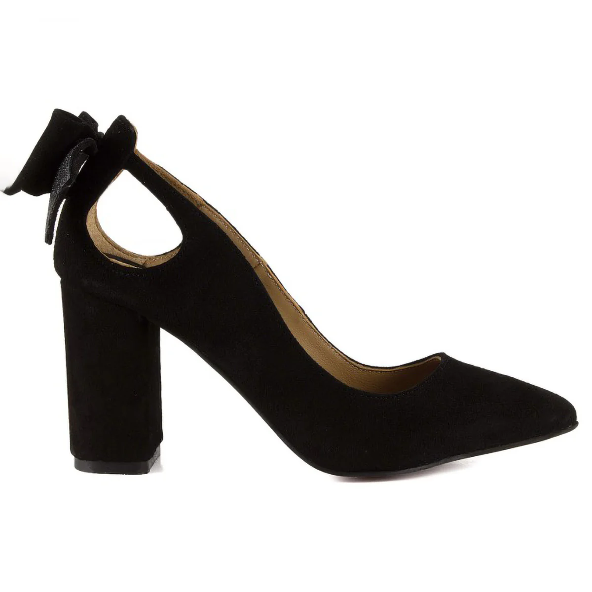 Pantofi dama din piele naturala neagra cu toc gros 7 cm 15763