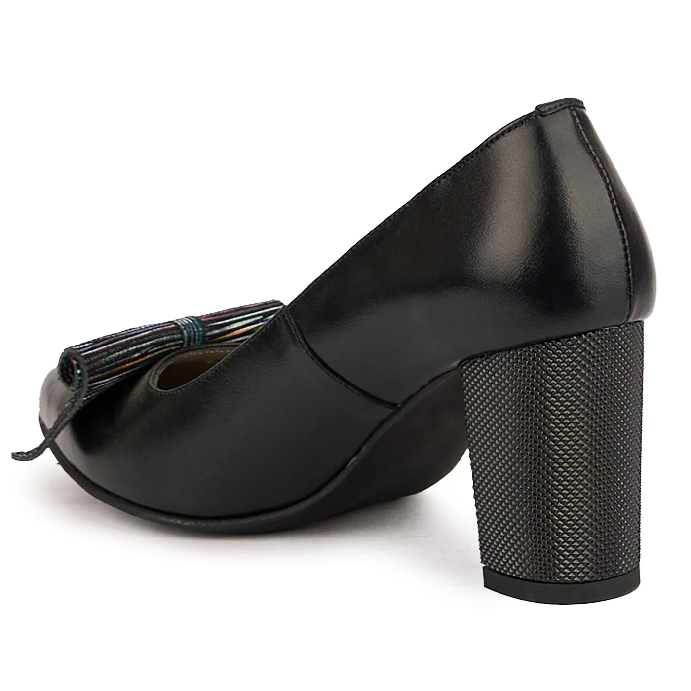 Pantofi dama din piele naturala neagra cu toc gros 7 cm 16743 - Image 2
