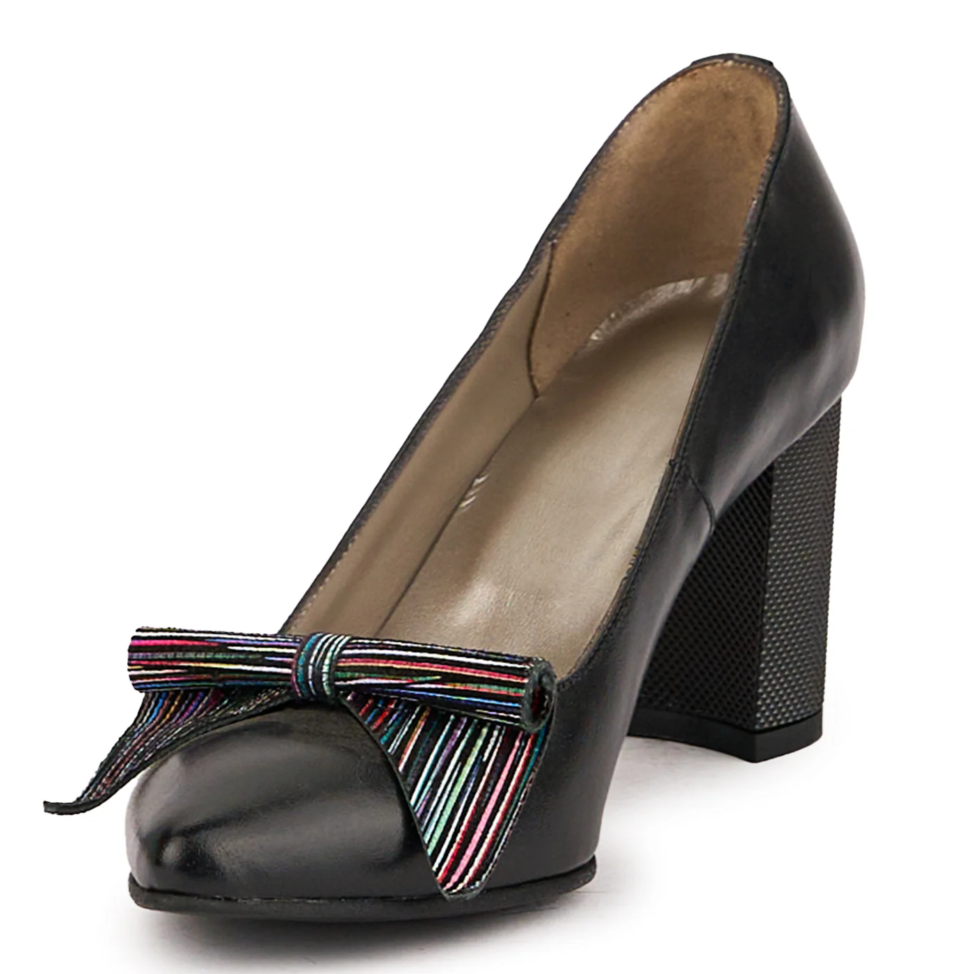 Pantofi dama din piele naturala neagra cu toc gros 7 cm 16743 - Image 3