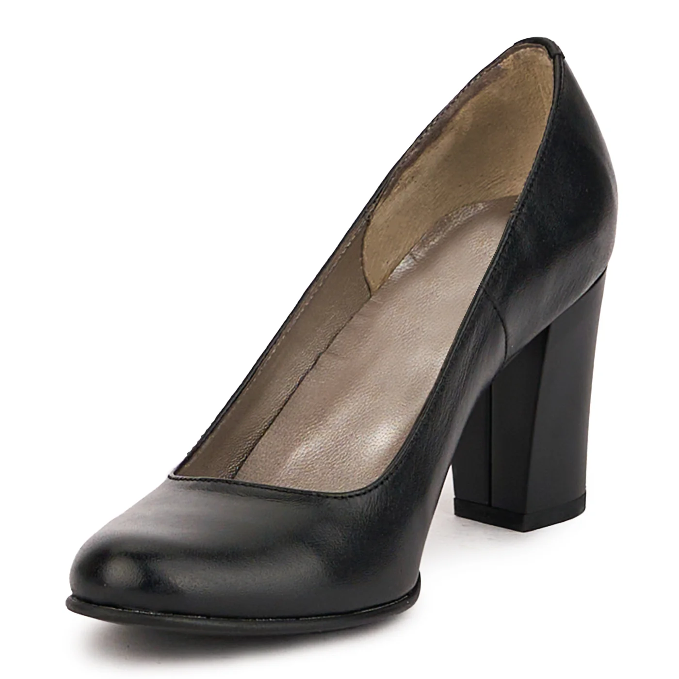 Pantofi dama din piele naturala neagra cu toc gros 7 cm 16789 - Image 3