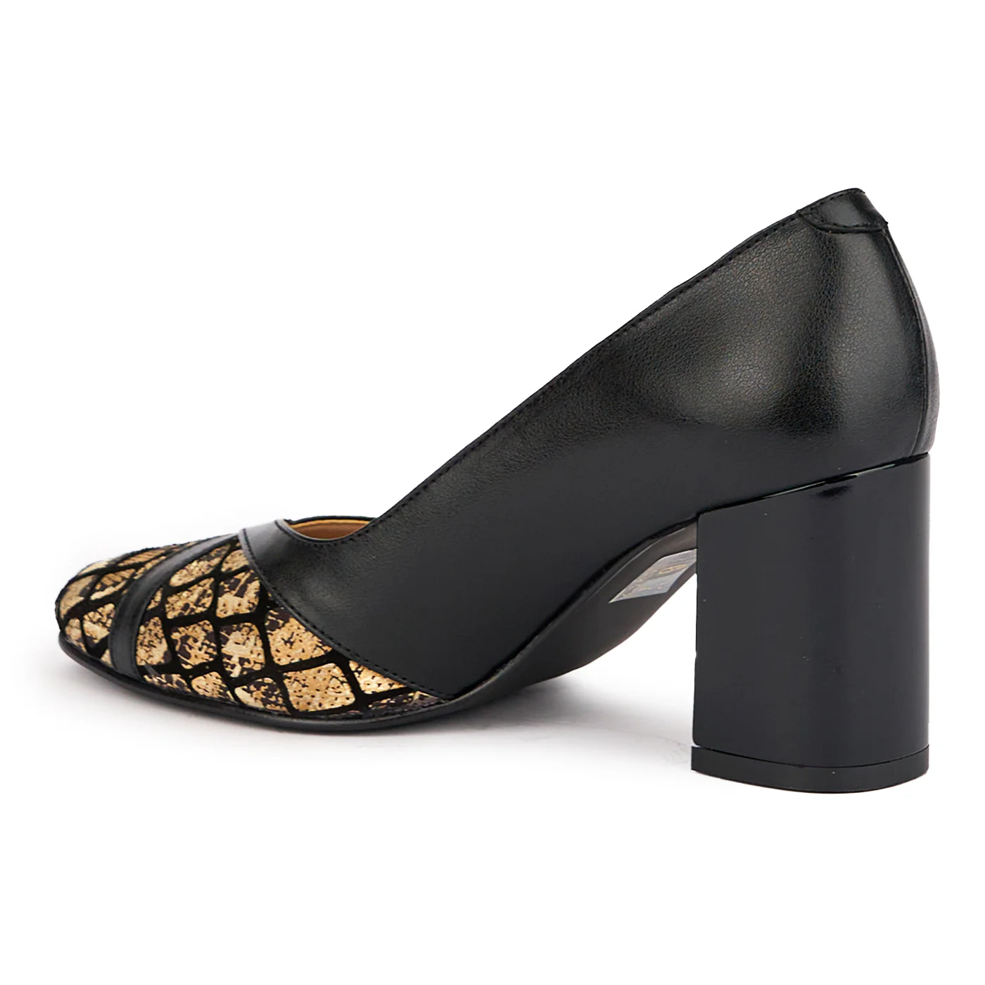 Pantofi dama din piele naturala neagra cu toc gros 7 cm 16895 - Image 2