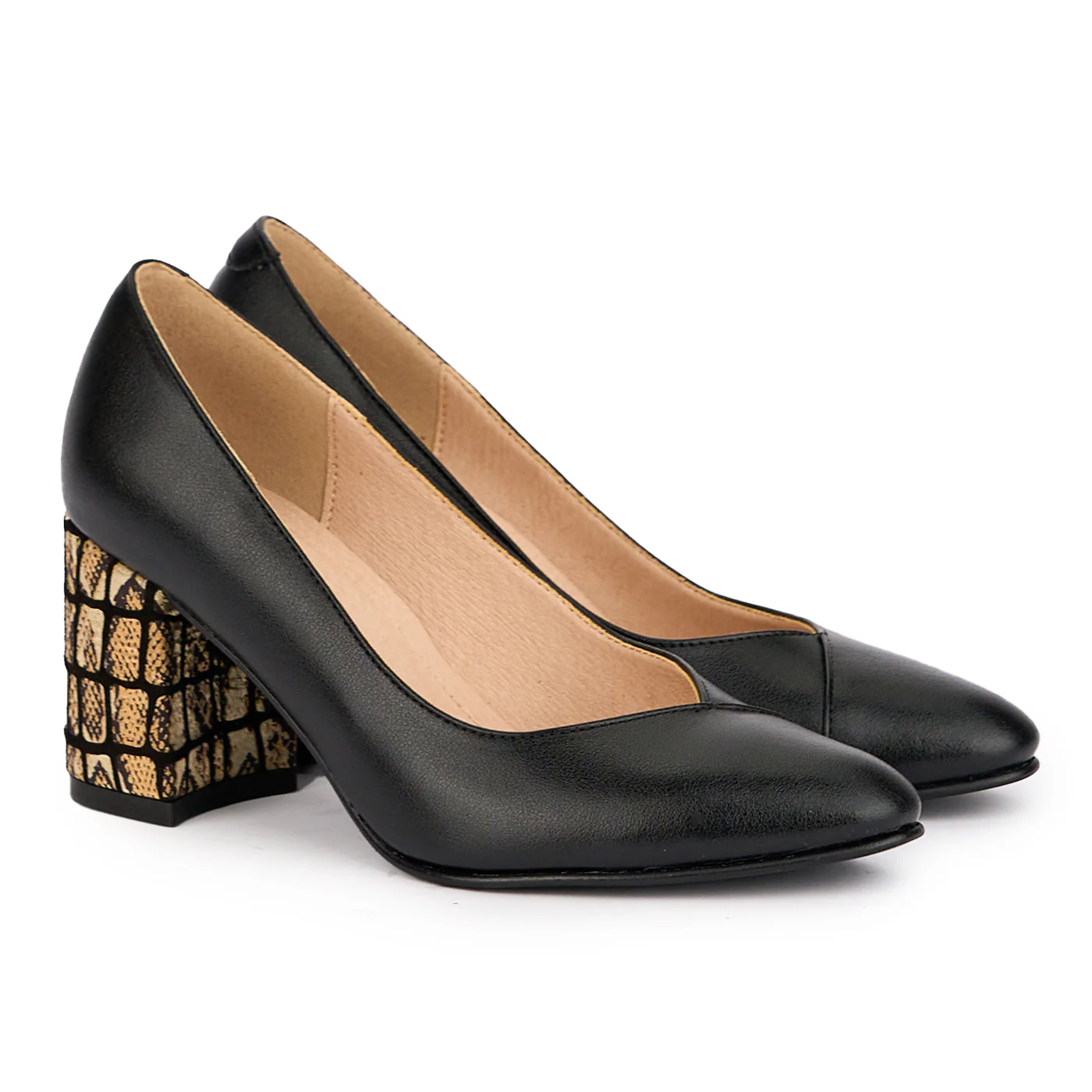 Pantofi dama din piele naturala neagra cu toc gros 7 cm 16898 - Image 4