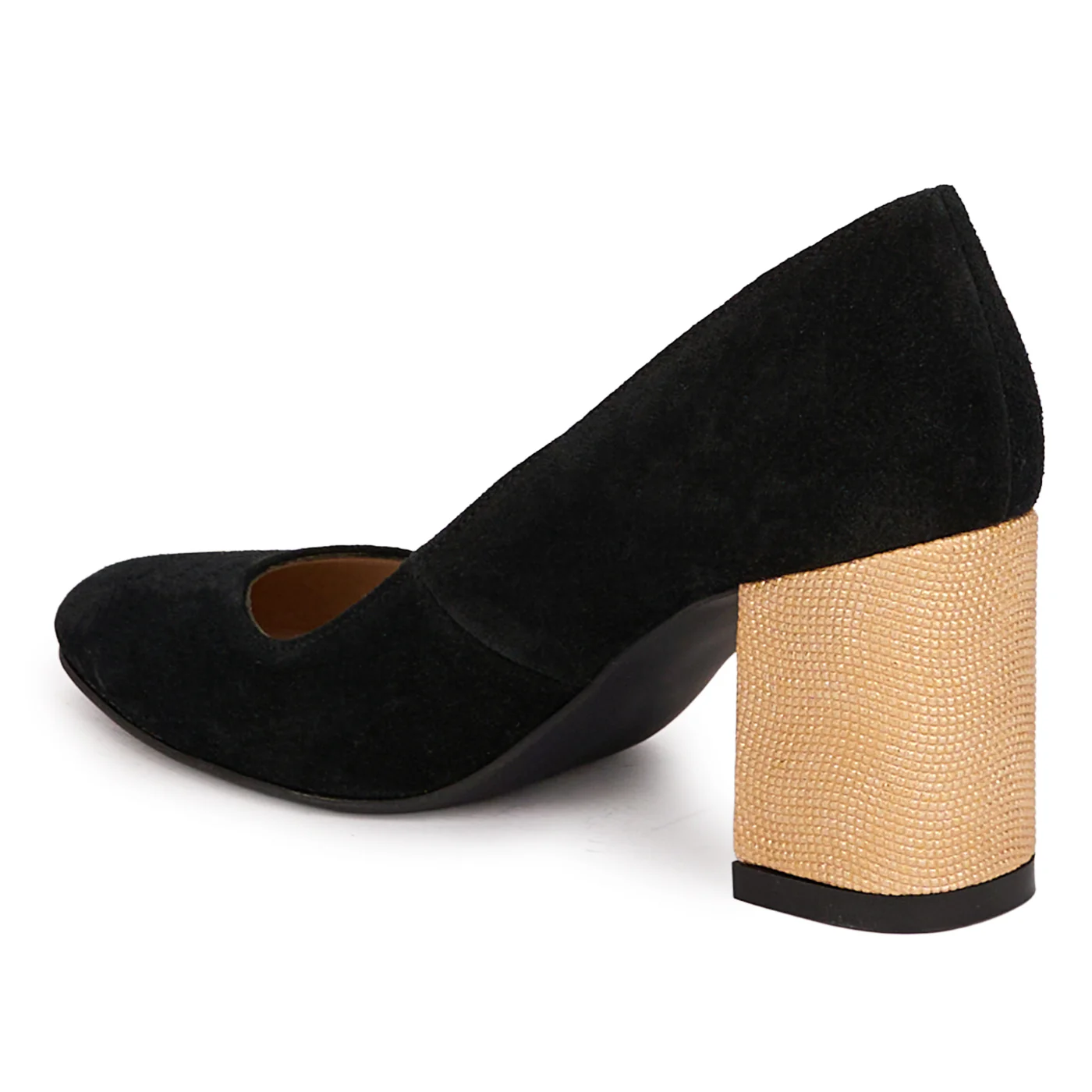 Pantofi dama din piele naturala neagra cu toc gros 7 cm 18619 - Image 2