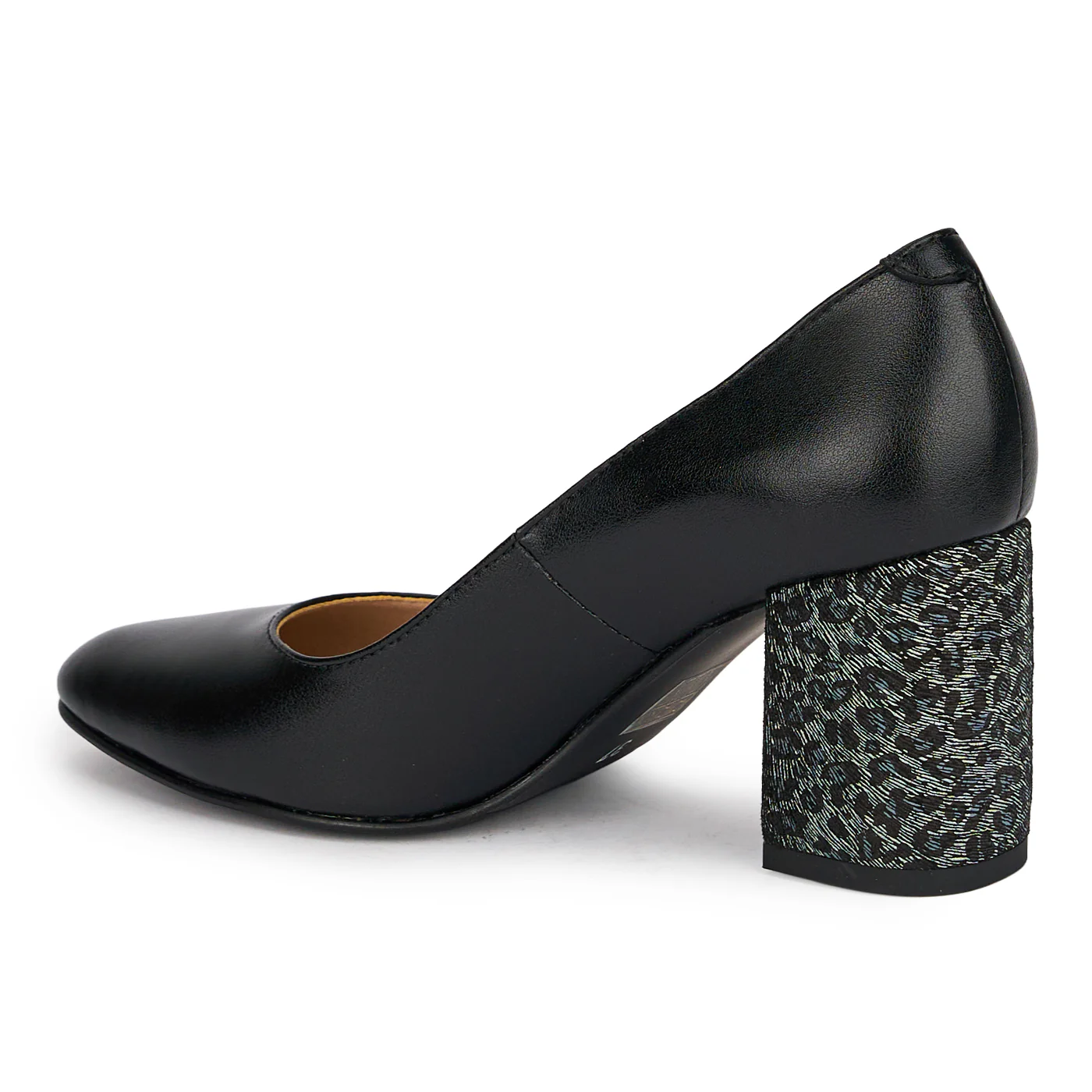 Pantofi dama din piele naturala neagra cu toc gros 7 cm 18889 - Image 2