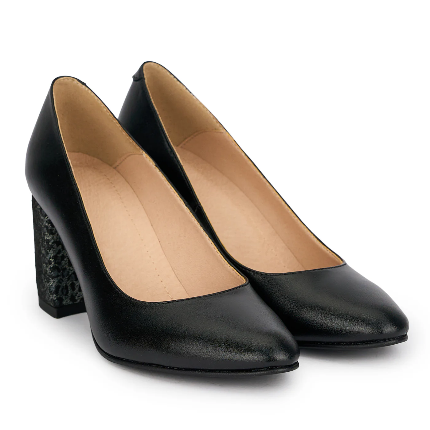 Pantofi dama din piele naturala neagra cu toc gros 7 cm 18889 - Image 4