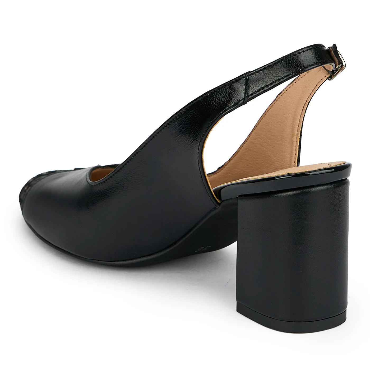 Pantofi dama din piele naturala neagra cu toc gros 7 cm 19414 - Image 2