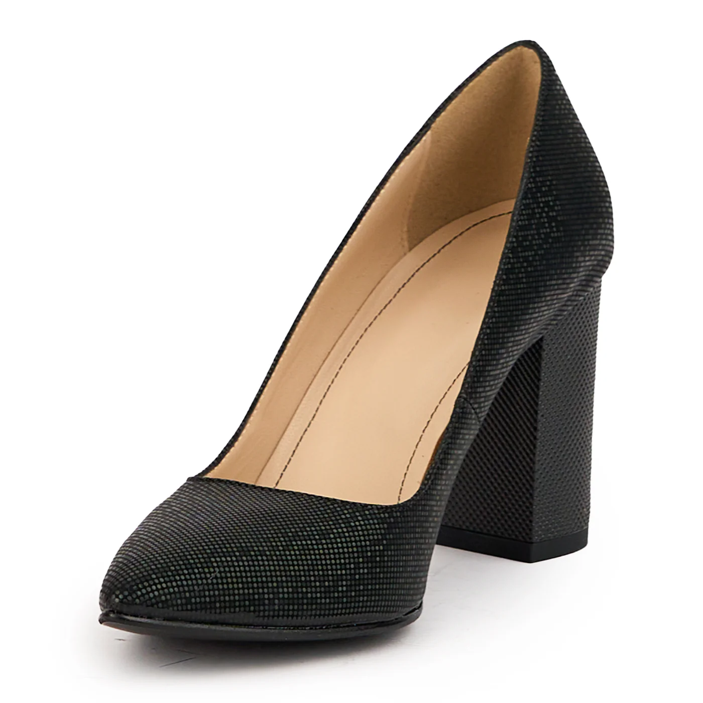 Pantofi dama din piele naturala neagra cu toc gros 8.5 cm 14635 - Image 3