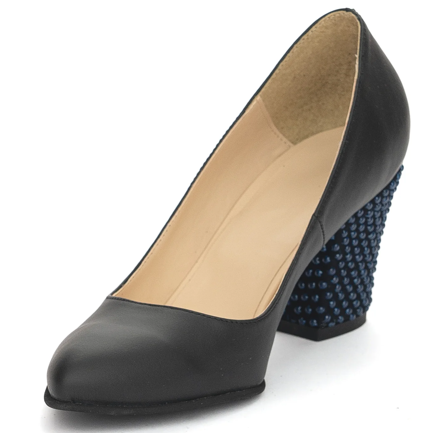 Pantofi dama din piele naturala neagra cu toc gros 8 cm 13896 - Image 3