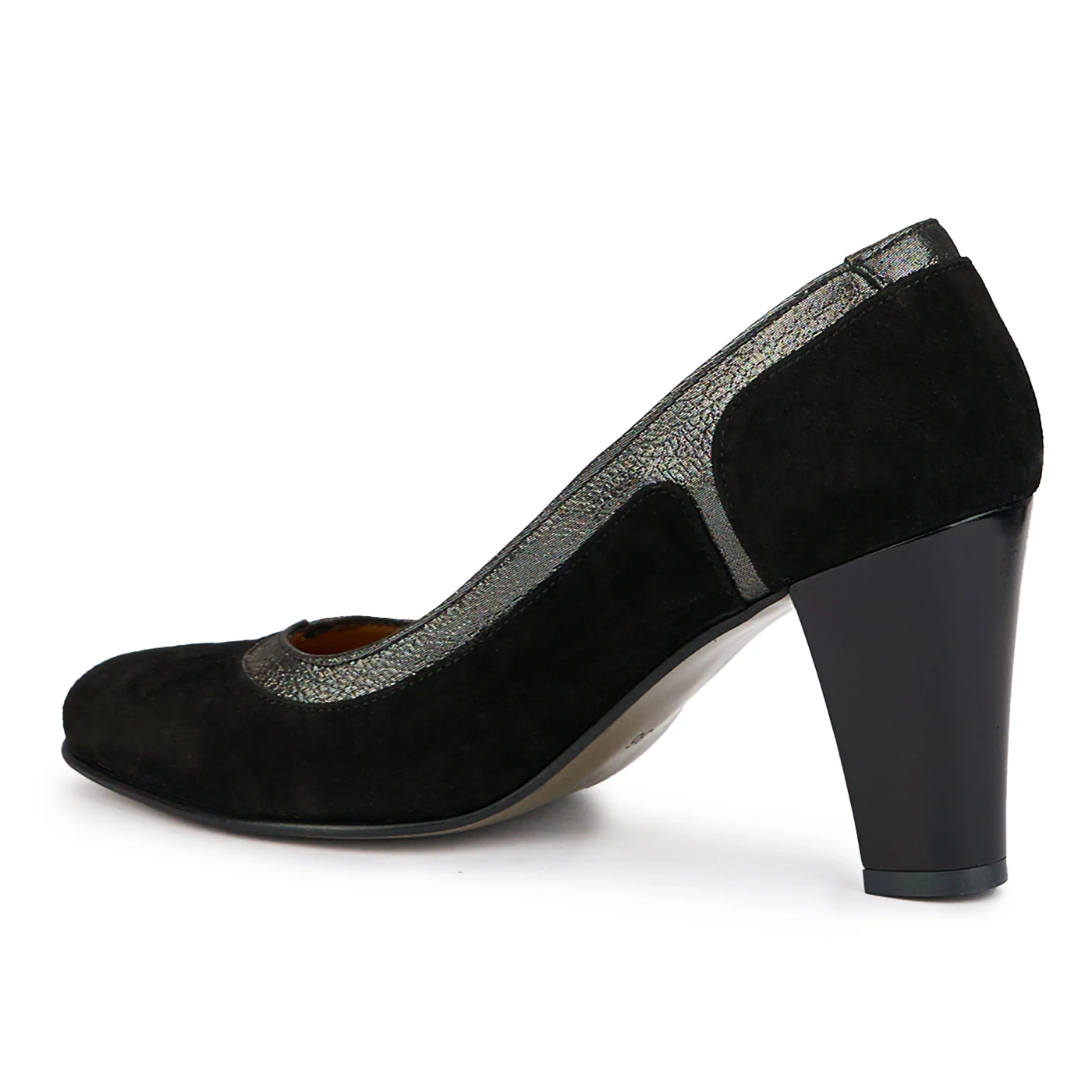 Pantofi dama din piele naturala neagra cu toc gros 8 cm 15212 - Image 2