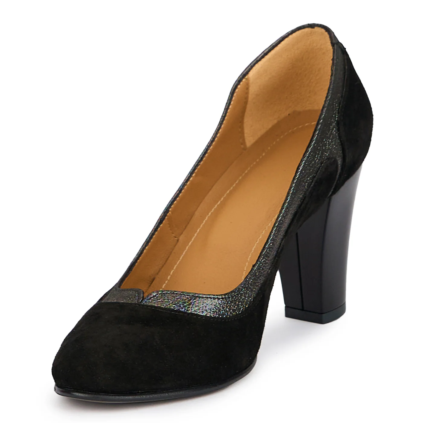 Pantofi dama din piele naturala neagra cu toc gros 8 cm 15212 - Image 3