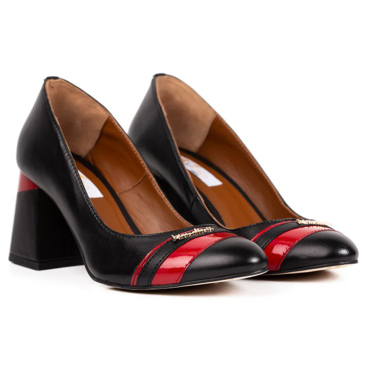 Pantofi dama din piele naturala neagra cu toc gros 8 cm 15749 - Image 2