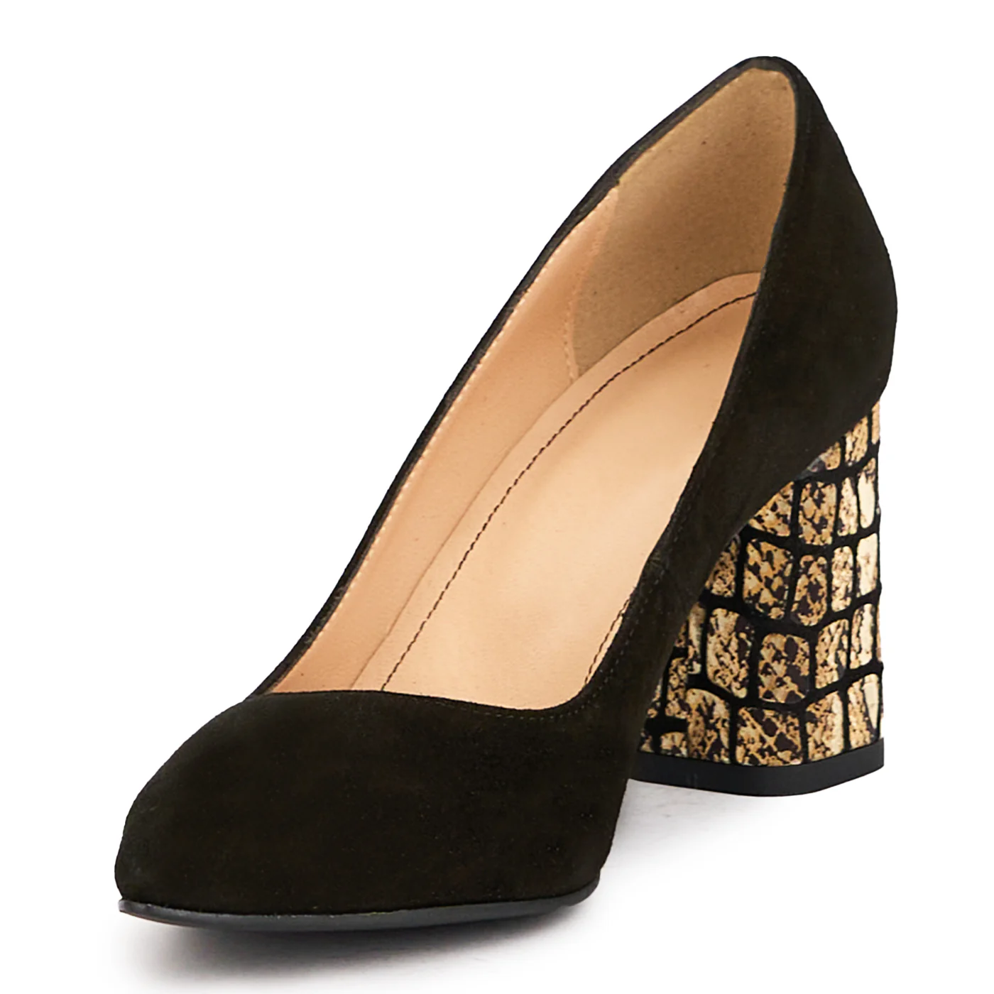 Pantofi dama din piele naturala neagra cu toc gros 8 cm 17163 - Image 3
