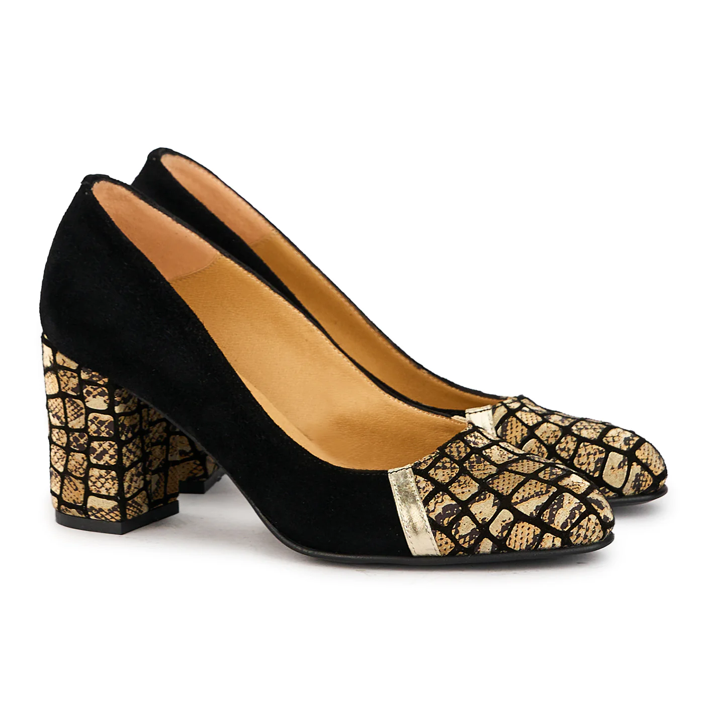 Pantofi dama din piele naturala neagra cu toc gros 8 cm 17310 - Image 4