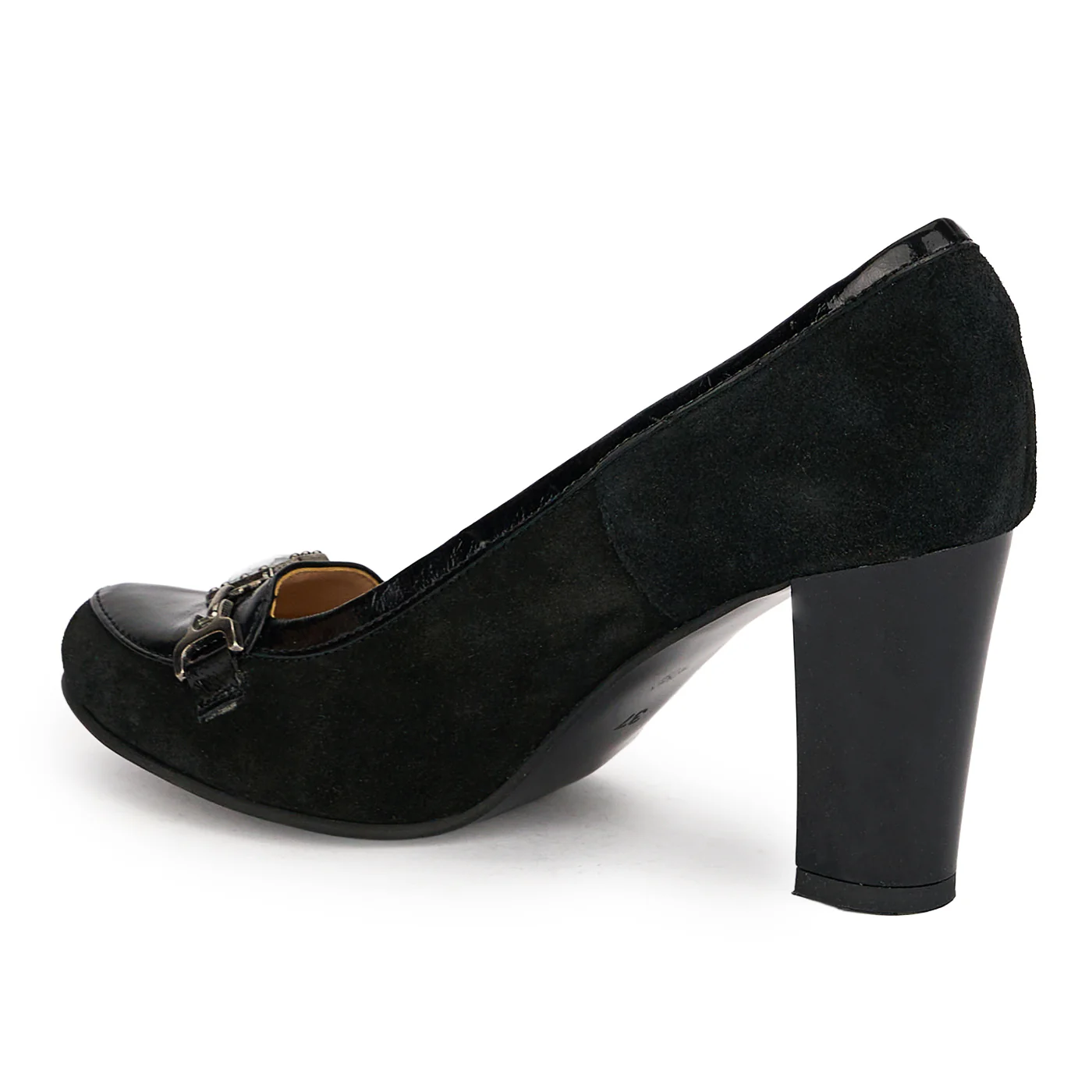 Pantofi dama din piele naturala neagra cu toc gros 8 cm 19028 - Image 2