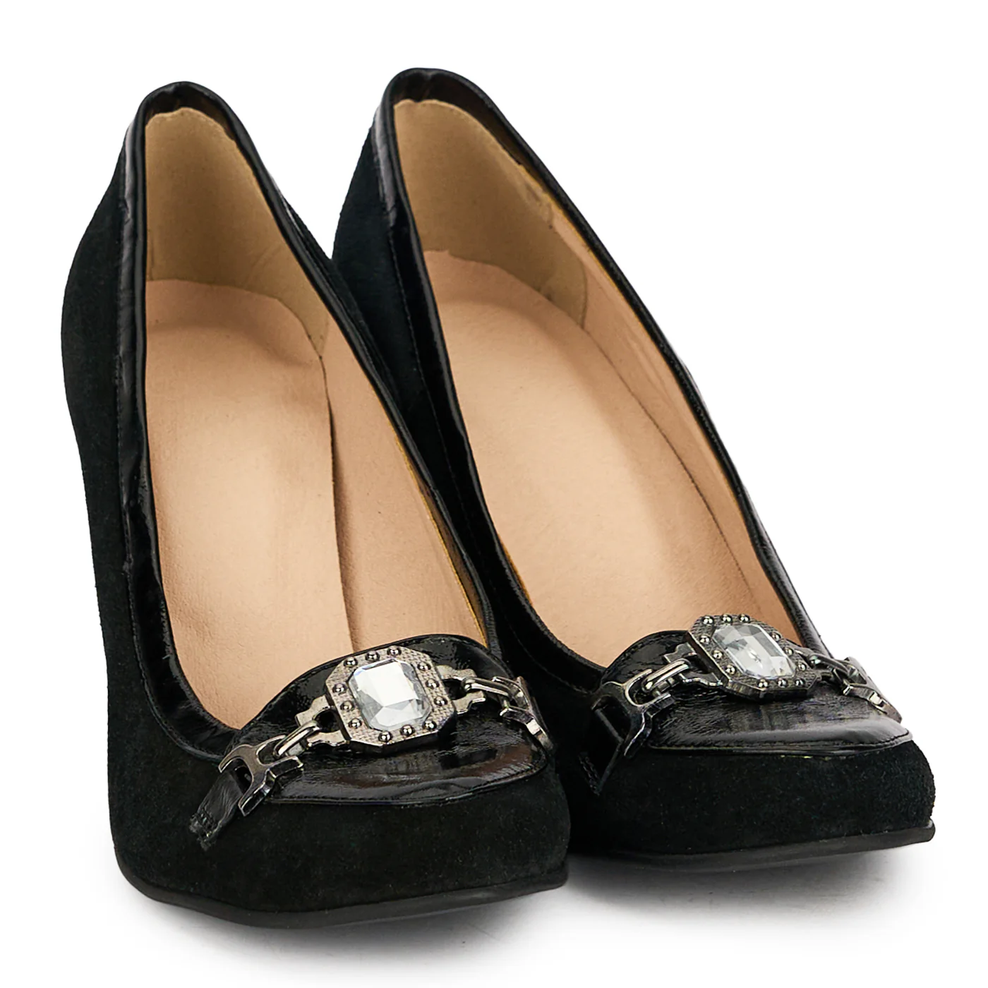 Pantofi dama din piele naturala neagra cu toc gros 8 cm 19028 - Image 4