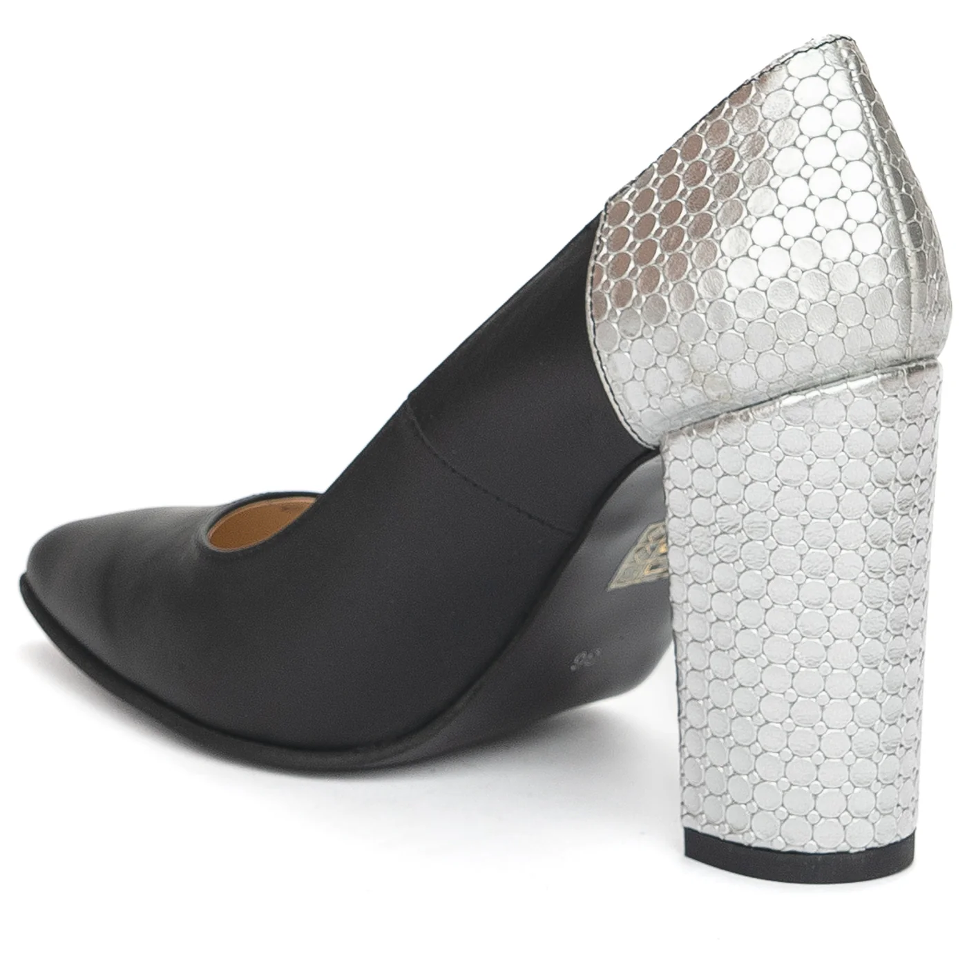 Pantofi dama din piele naturala neagra cu toc gros 9.5 cm 13904 - Image 2