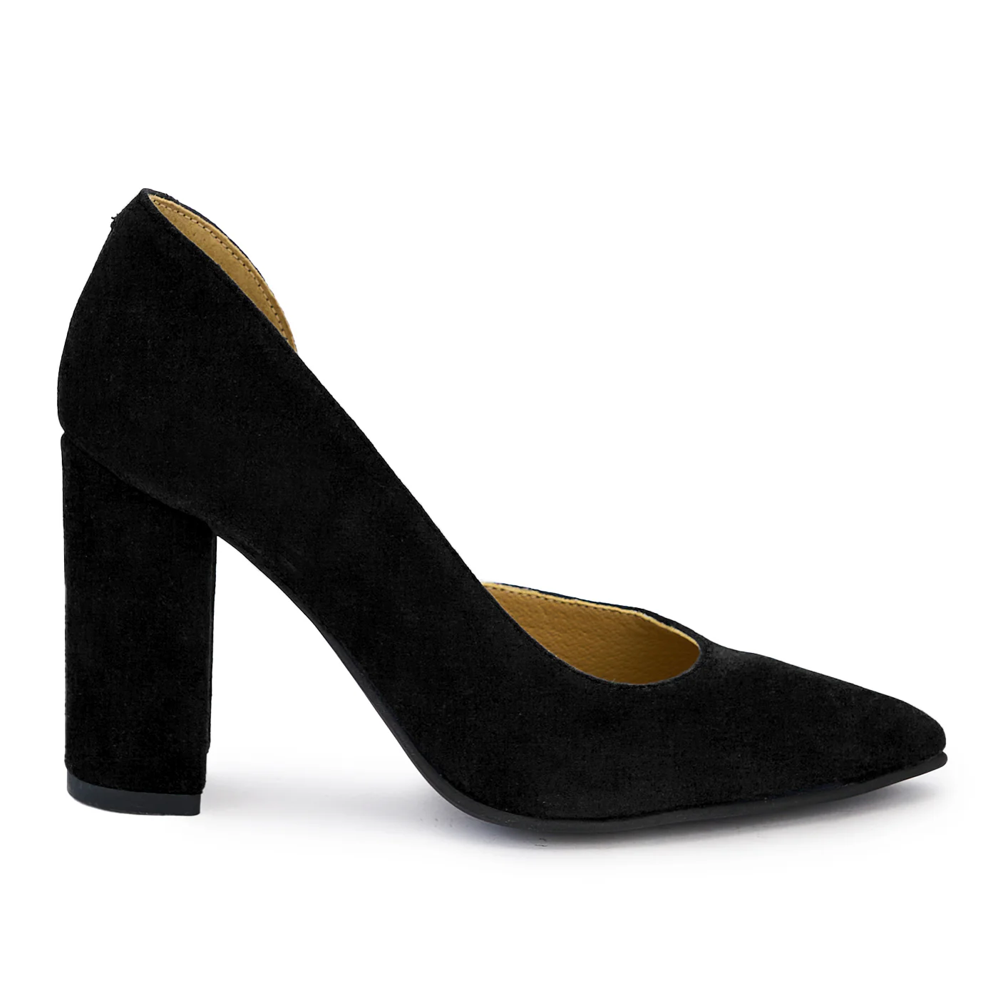 Pantofi dama din piele naturala neagra cu toc gros 9.5 cm 14152