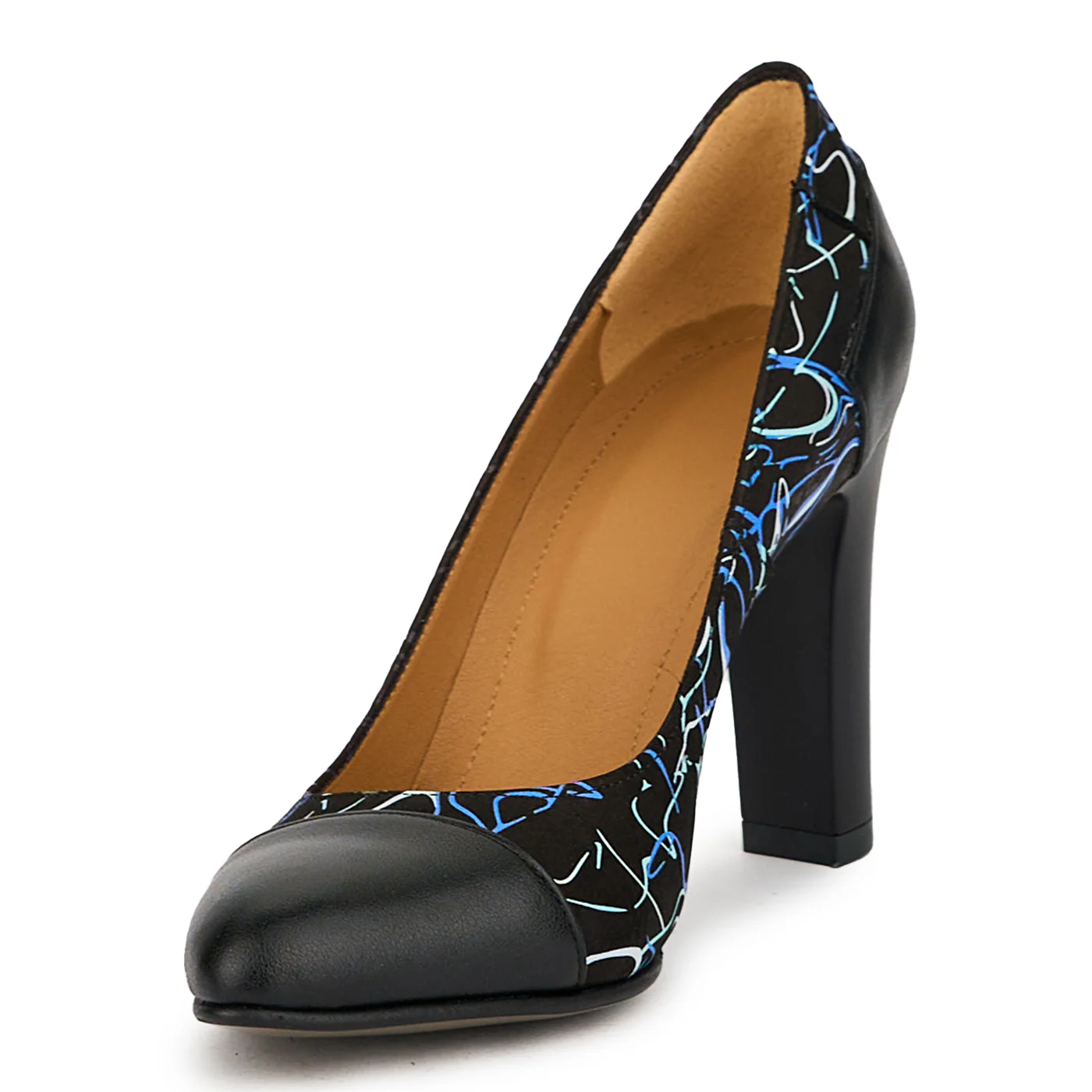 Pantofi dama din piele naturala neagra cu toc gros 9.5 cm 14972 - Image 3