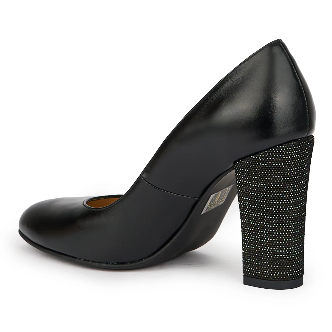 Pantofi dama din piele naturala neagra cu toc gros 9.5 cm 15269 - Image 2