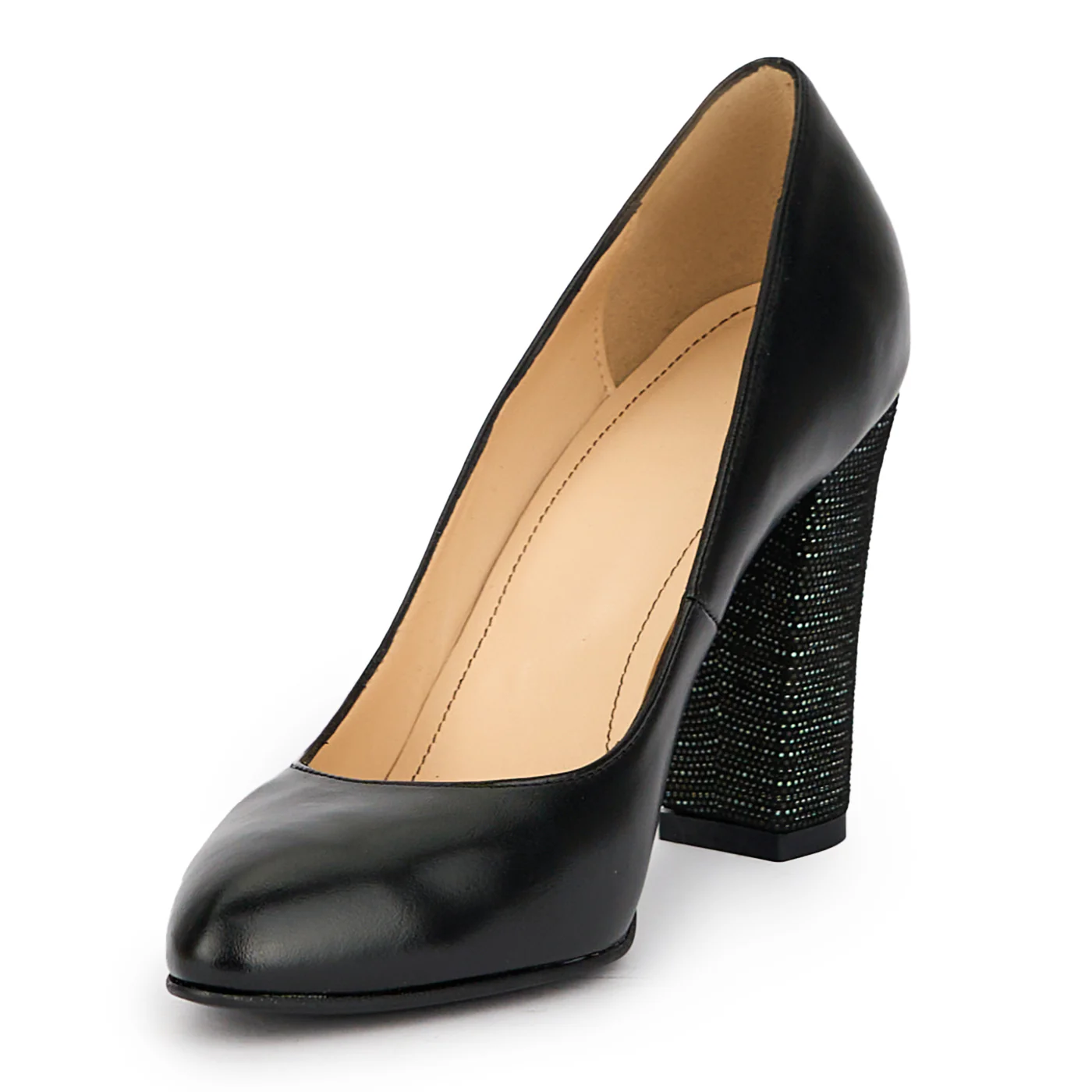 Pantofi dama din piele naturala neagra cu toc gros 9.5 cm 15269 - Image 3