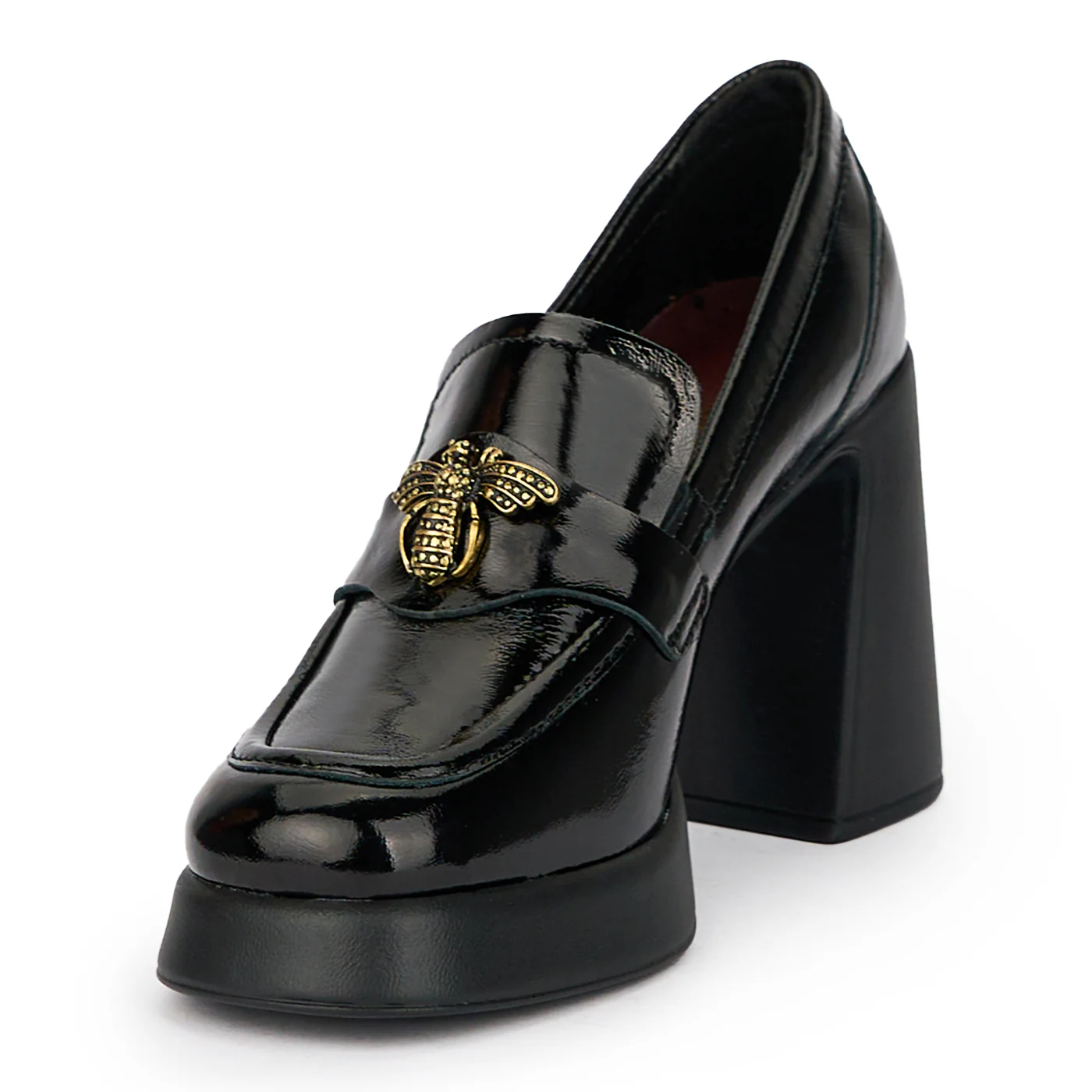 Pantofi dama din piele naturala neagra cu toc gros 9.5 cm 15369 - Image 3