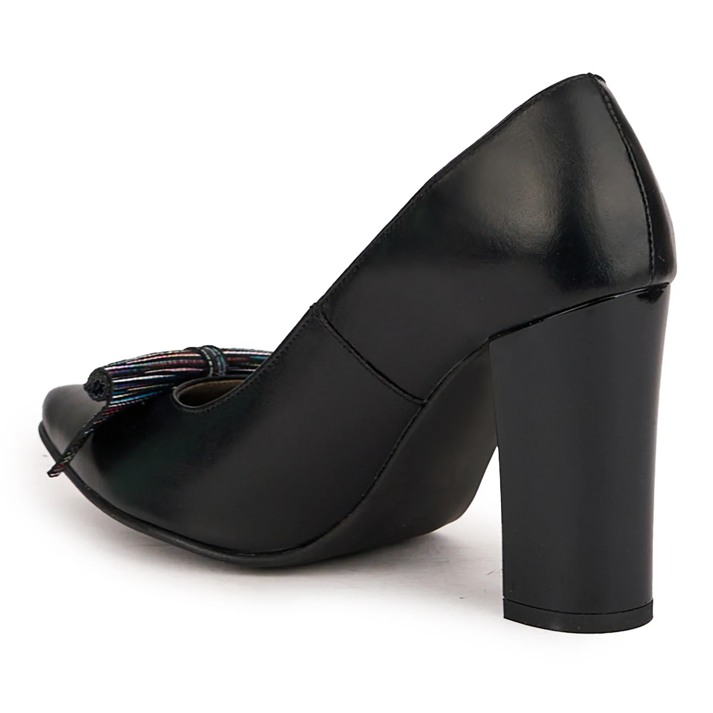 Pantofi dama din piele naturala neagra cu toc gros 9.5 cm 16747 - Image 2