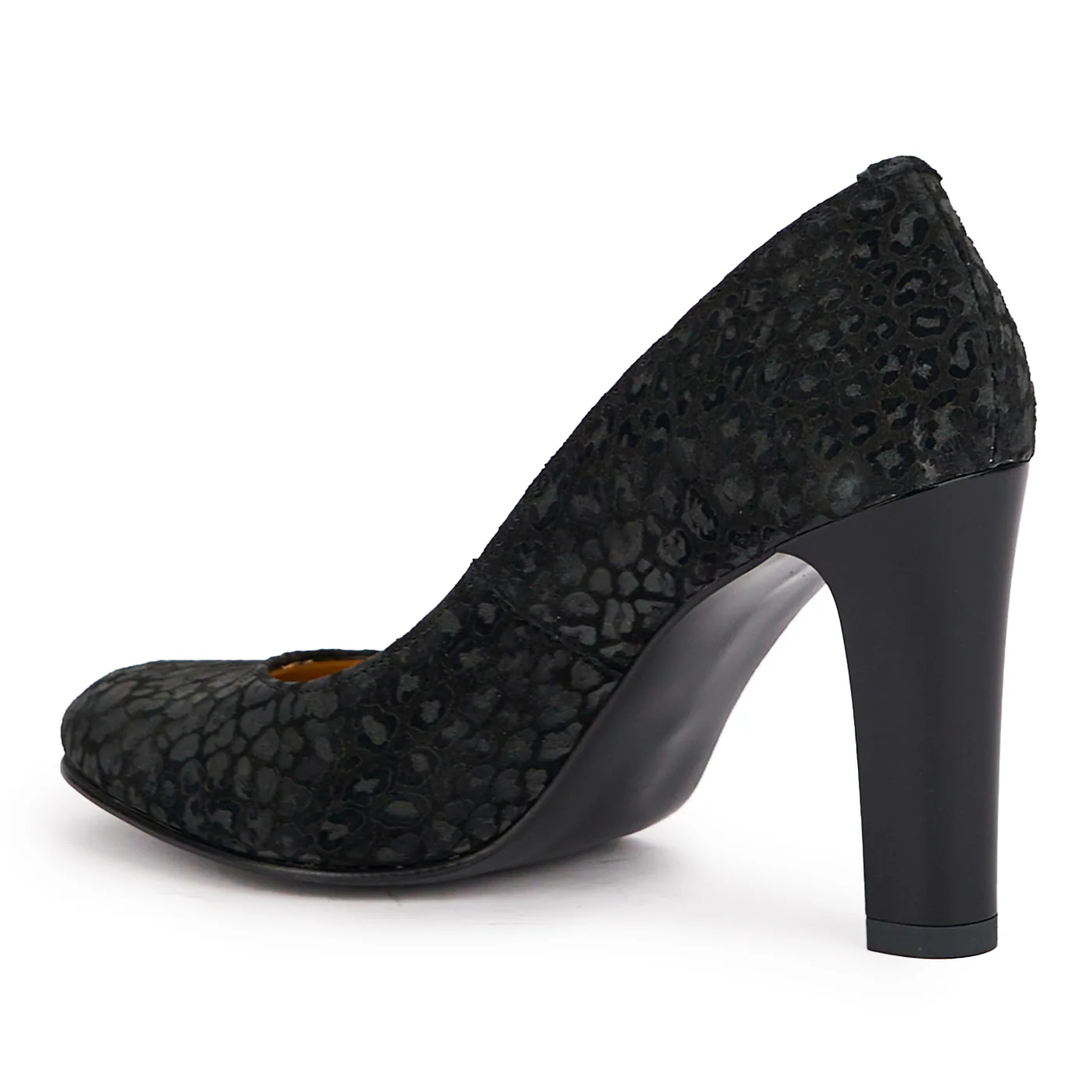 Pantofi dama din piele naturala neagra cu toc gros 9.5 cm 16915 - Image 2