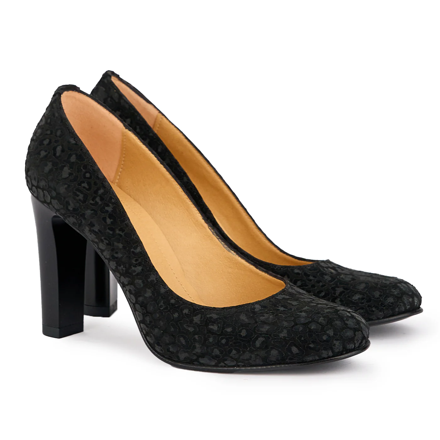 Pantofi dama din piele naturala neagra cu toc gros 9.5 cm 16915 - Image 4