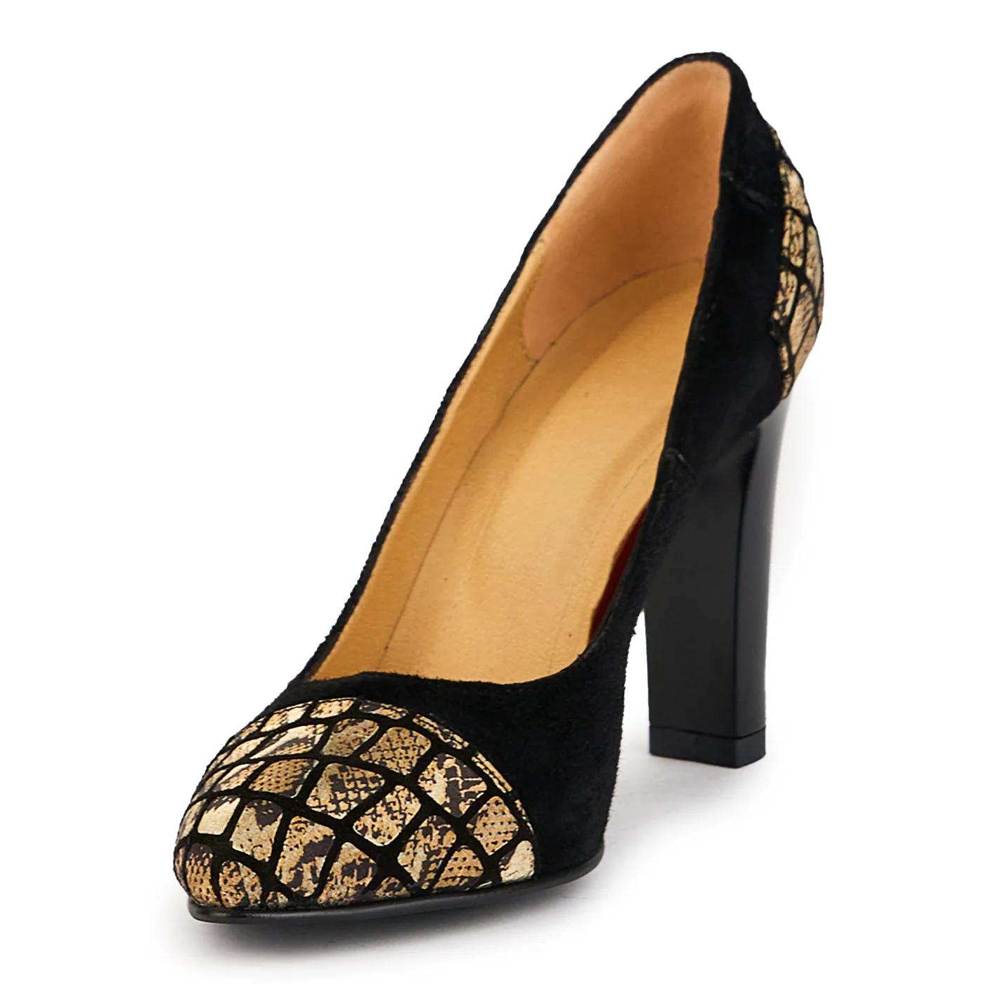 Pantofi dama din piele naturala neagra cu toc gros 9.5 cm 17311 - Image 3