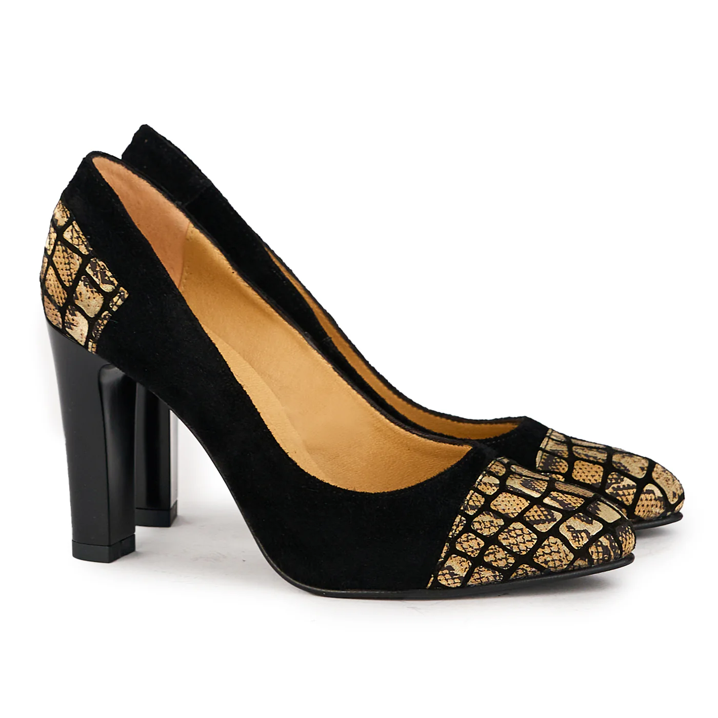 Pantofi dama din piele naturala neagra cu toc gros 9.5 cm 17311 - Image 4