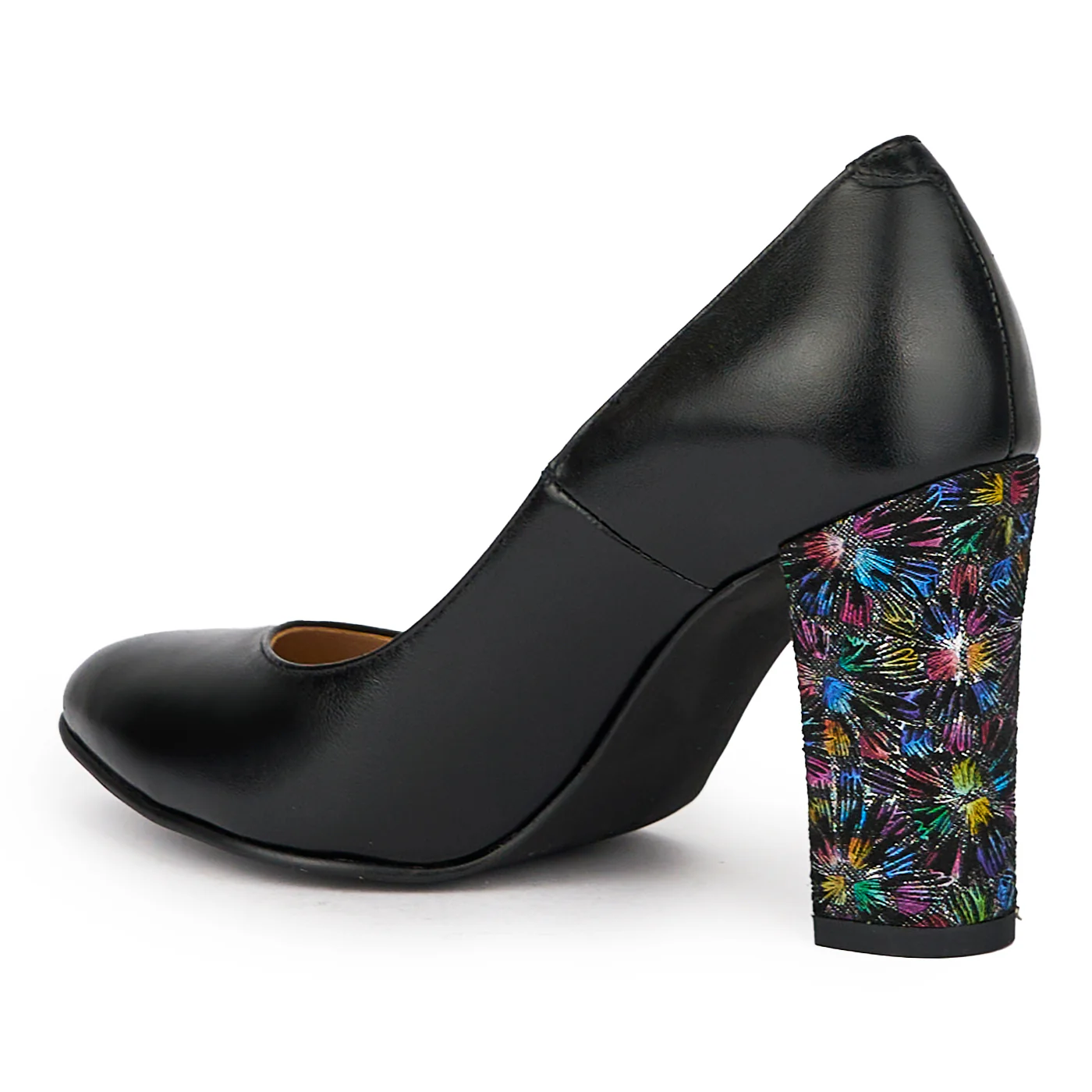 Pantofi dama din piele naturala neagra cu toc gros 9 cm 15453 - Image 2
