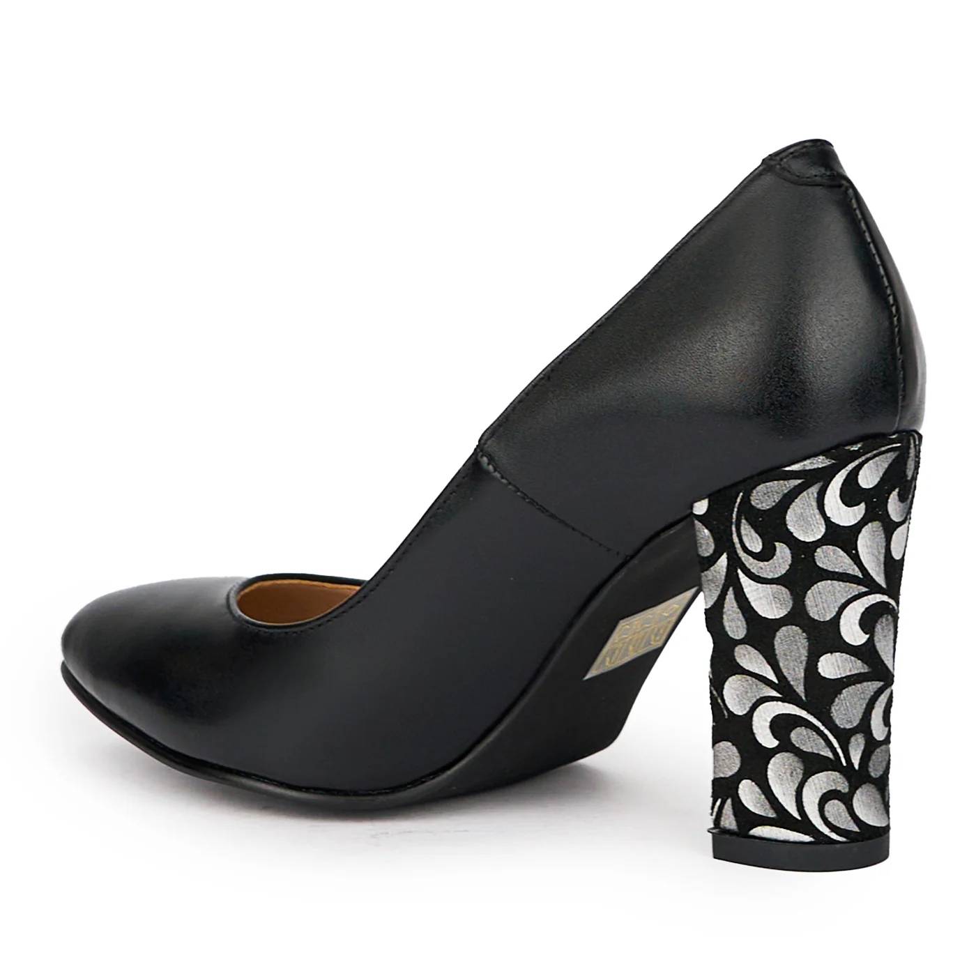 Pantofi dama din piele naturala neagra cu toc gros 9 cm 15512 - Image 2