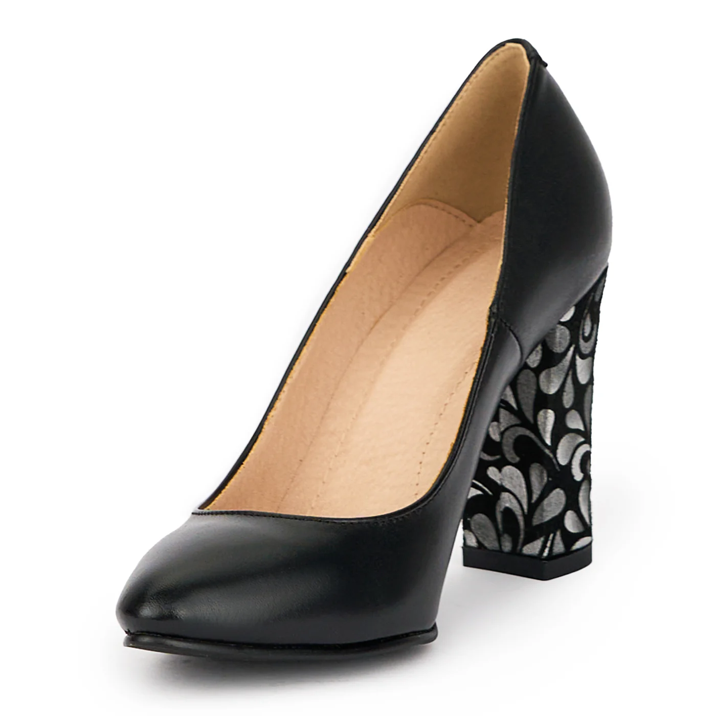 Pantofi dama din piele naturala neagra cu toc gros 9 cm 15512 - Image 3