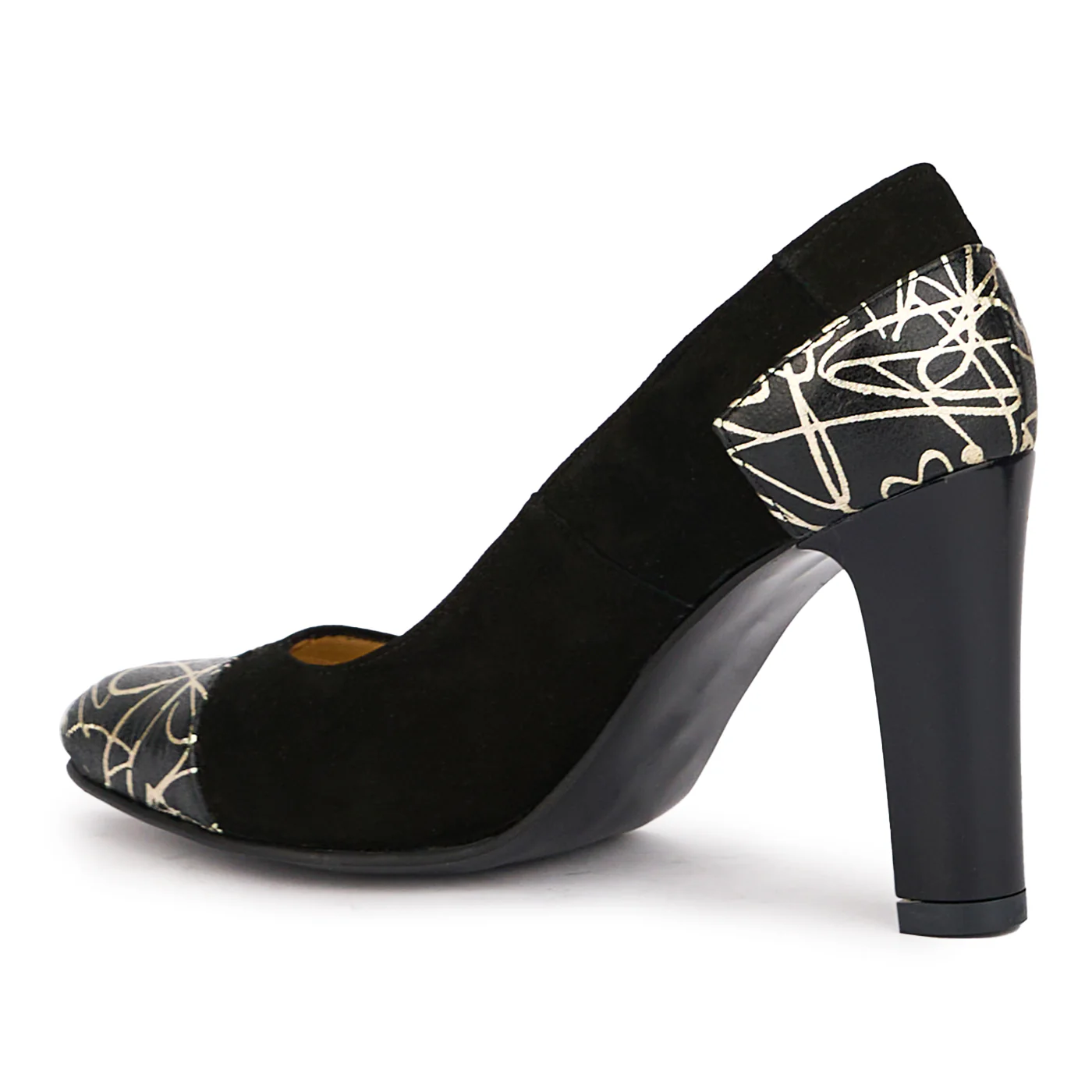 Pantofi dama din piele naturala neagra cu toc gros 9 cm 17108 - Image 2