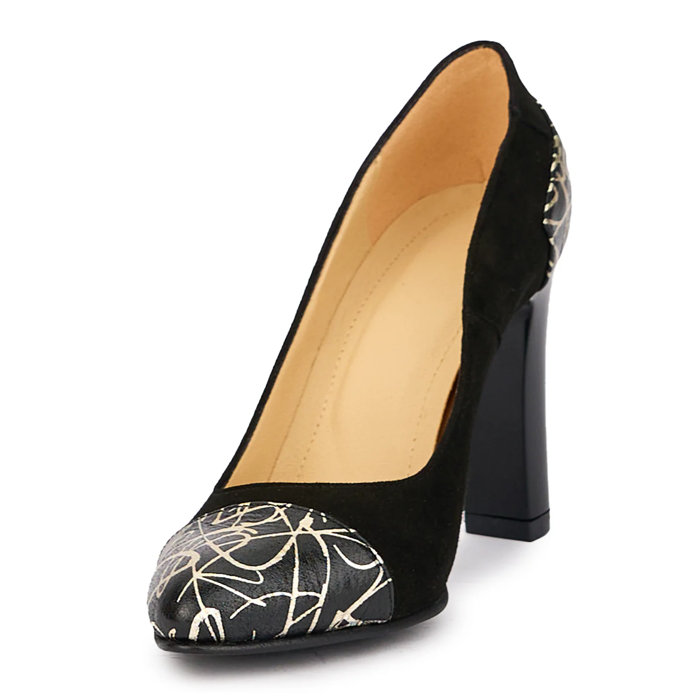 Pantofi dama din piele naturala neagra cu toc gros 9 cm 17108 - Image 3