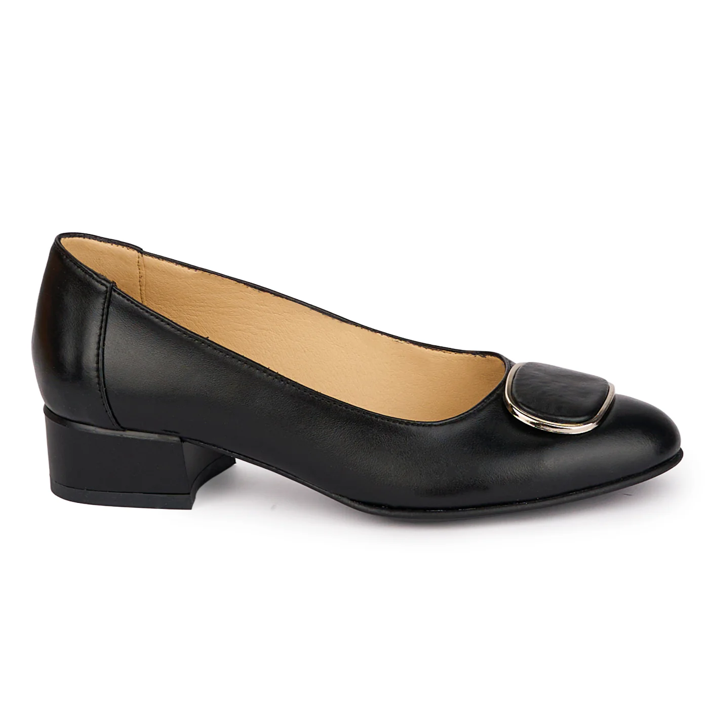 Pantofi dama din piele naturala neagra cu toc mic 3.5 cm 18604